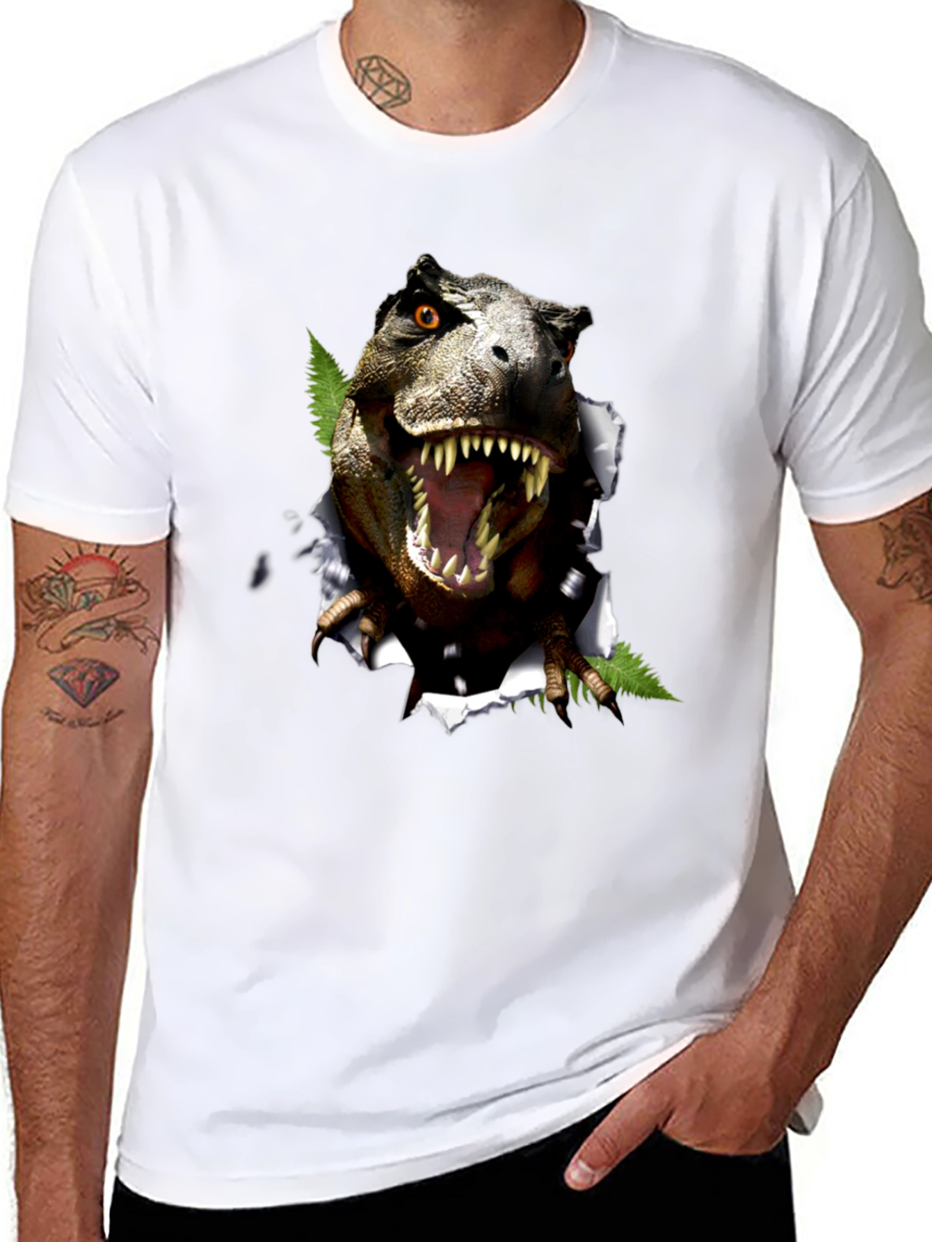 Dinosaur Graphic T-Shirt - Black Cotton Blend Tee