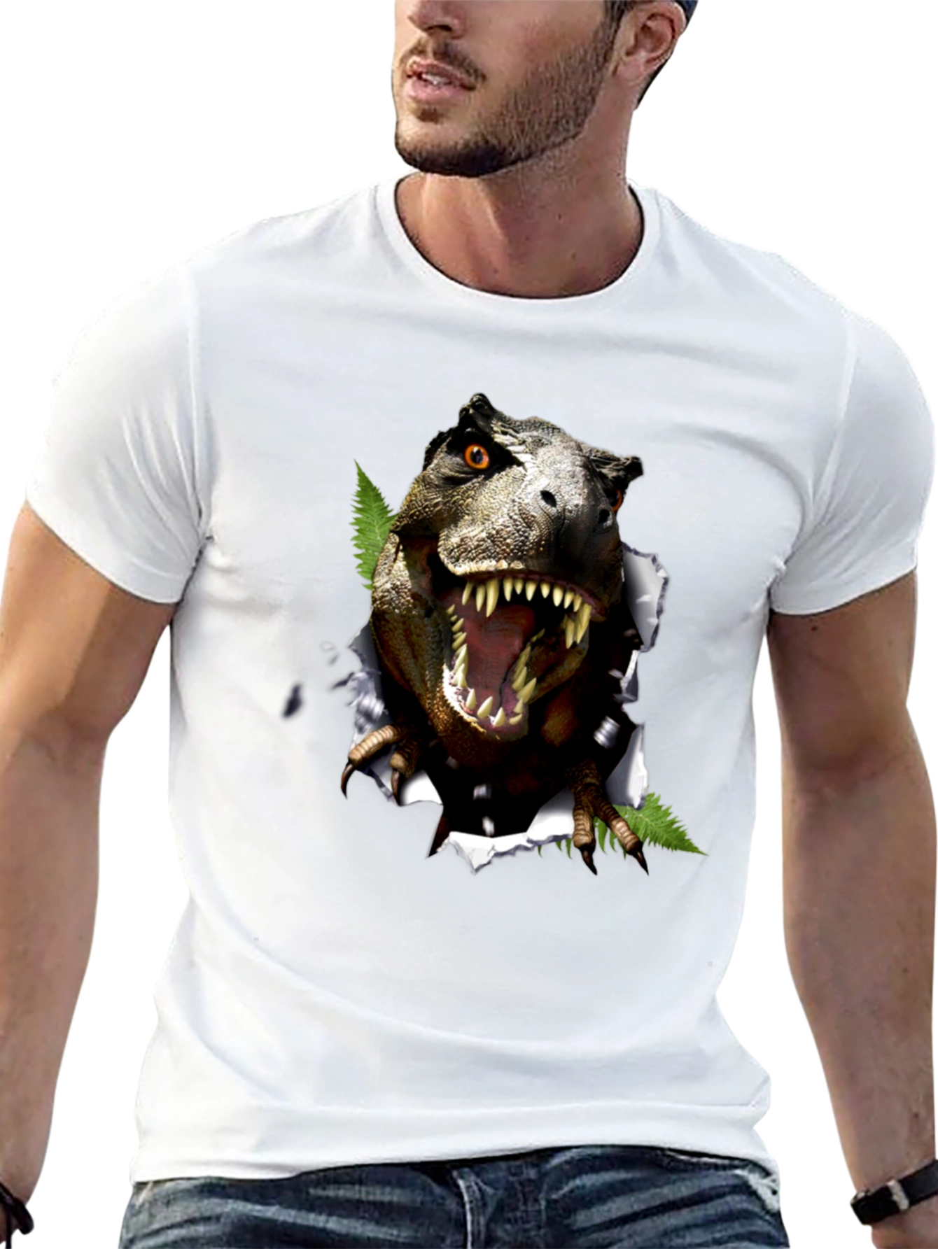 Dinosaur Graphic T-Shirt - Black Cotton Blend Tee