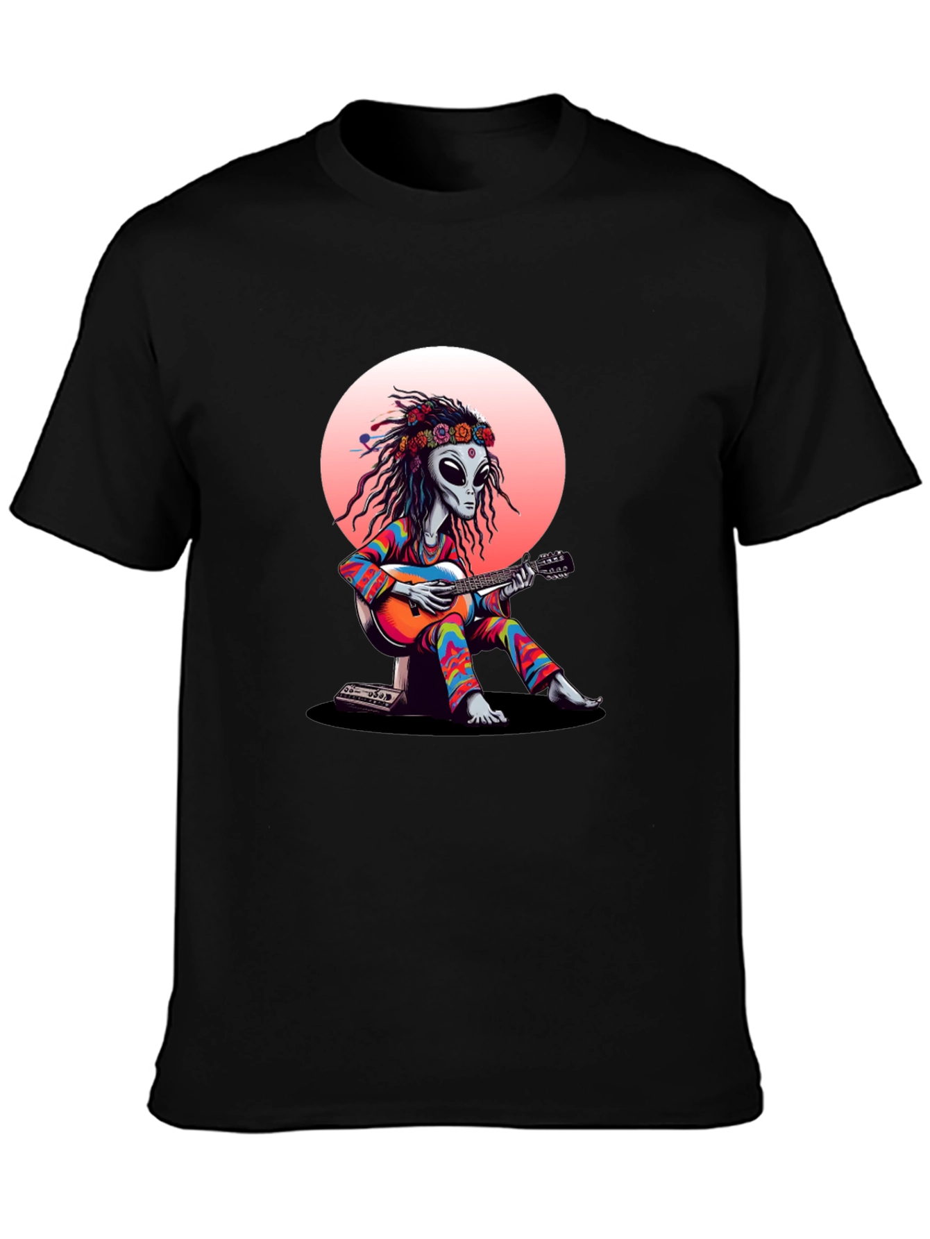 Alien Hippie T-Shirt: Retro Guitar Player
