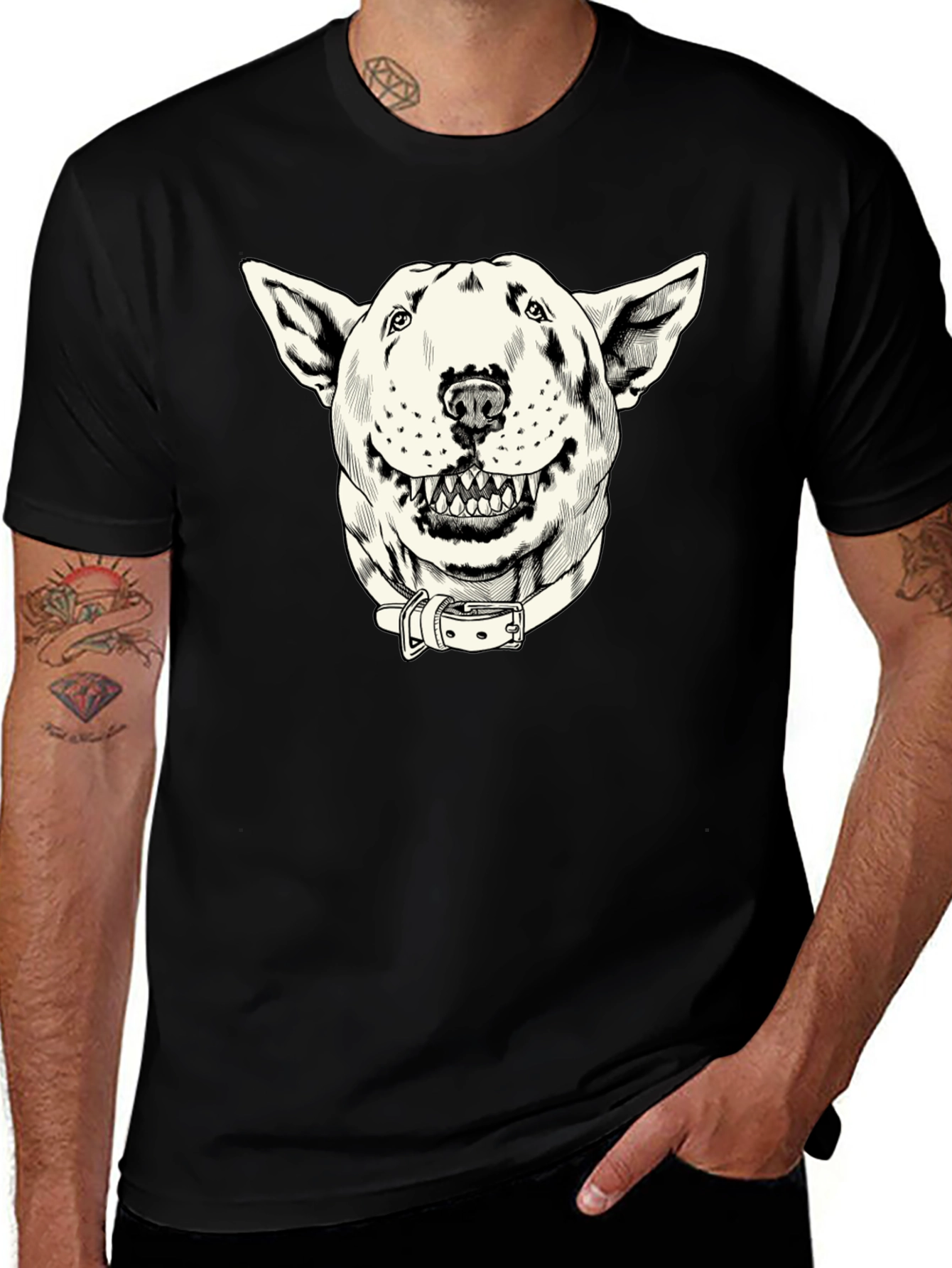 Dog Graphic Print Black T-Shirt