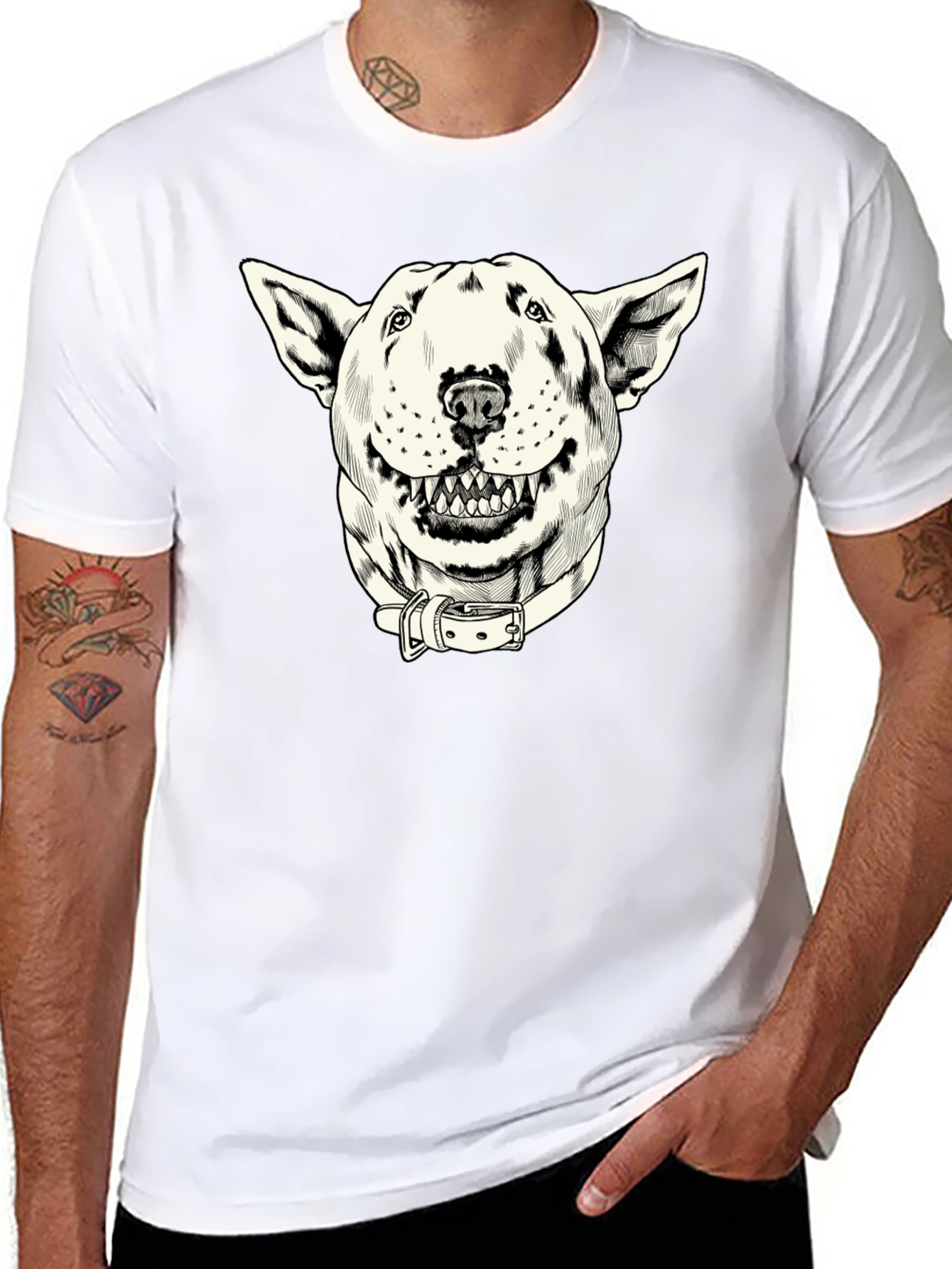 Dog Graphic Print Black T-Shirt