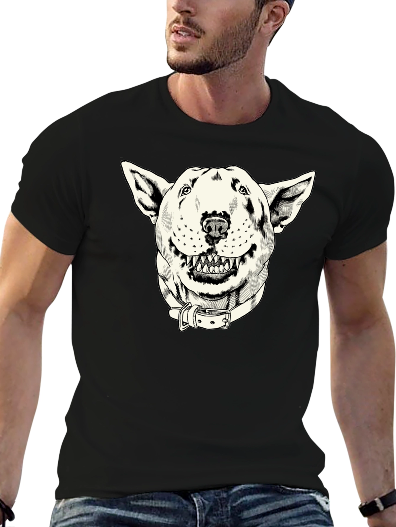 Dog Graphic Print Black T-Shirt