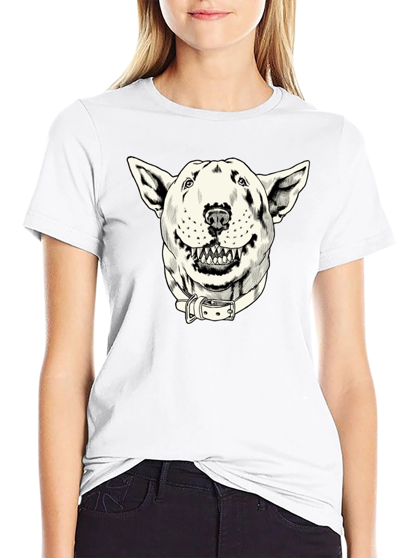 Dog Graphic Print Black T-Shirt