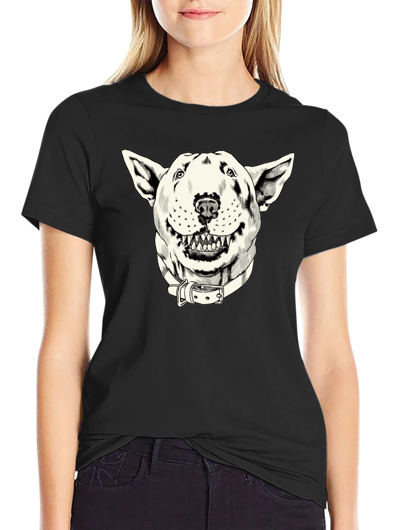Dog Graphic Print Black T-Shirt