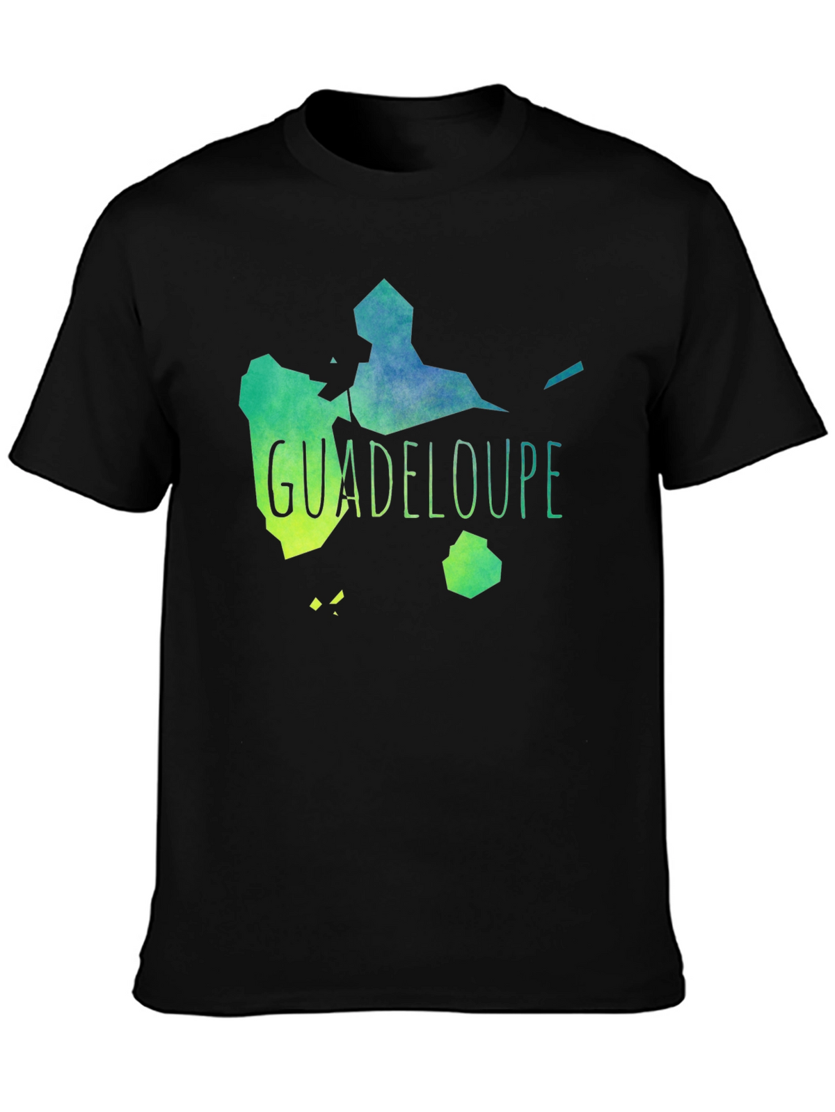 Guadeloupe Map T-Shirt Black Cotton Casual Style