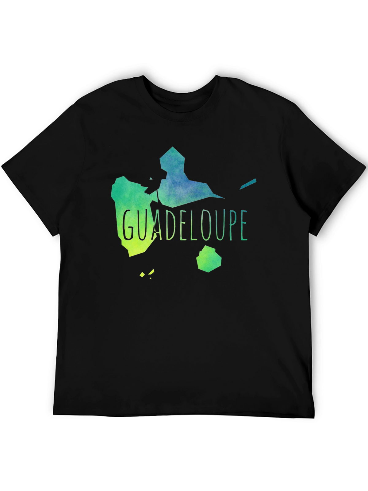 Guadeloupe Map T-Shirt Black Cotton Casual Style