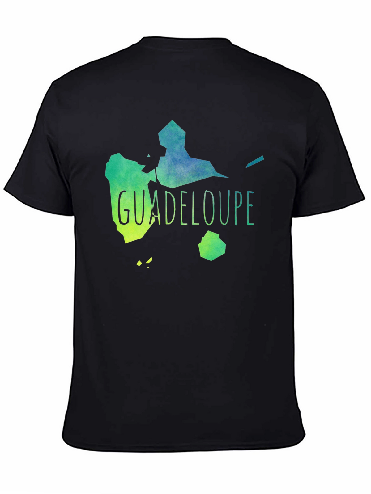 Guadeloupe Map T-Shirt Black Cotton Casual Style
