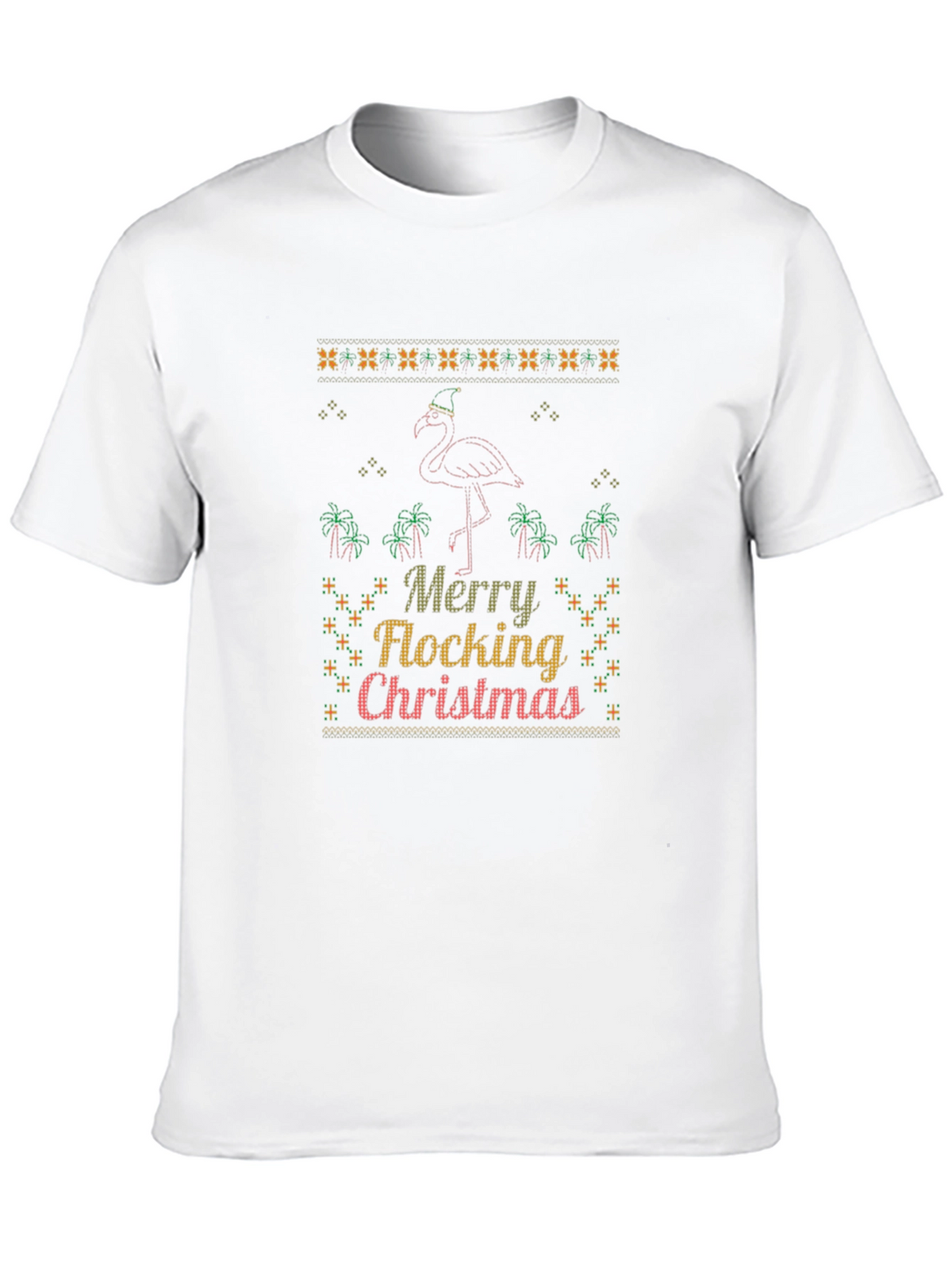 Merry Flocking Christmas Flamingo Graphic Tee
