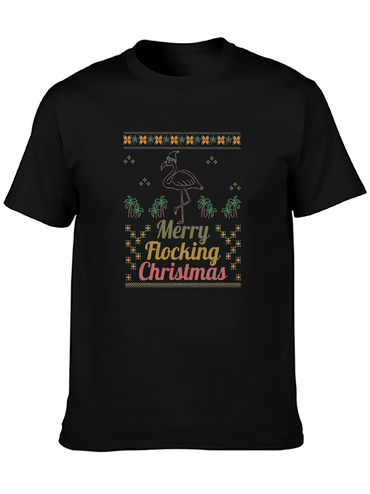 Merry Flocking Christmas Flamingo Graphic Tee