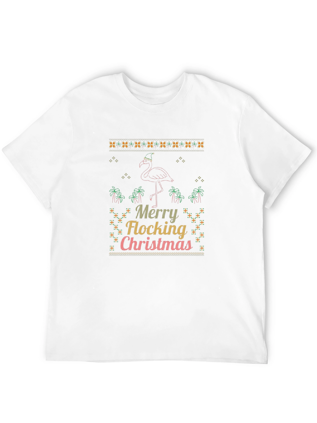 Merry Flocking Christmas Flamingo Graphic Tee