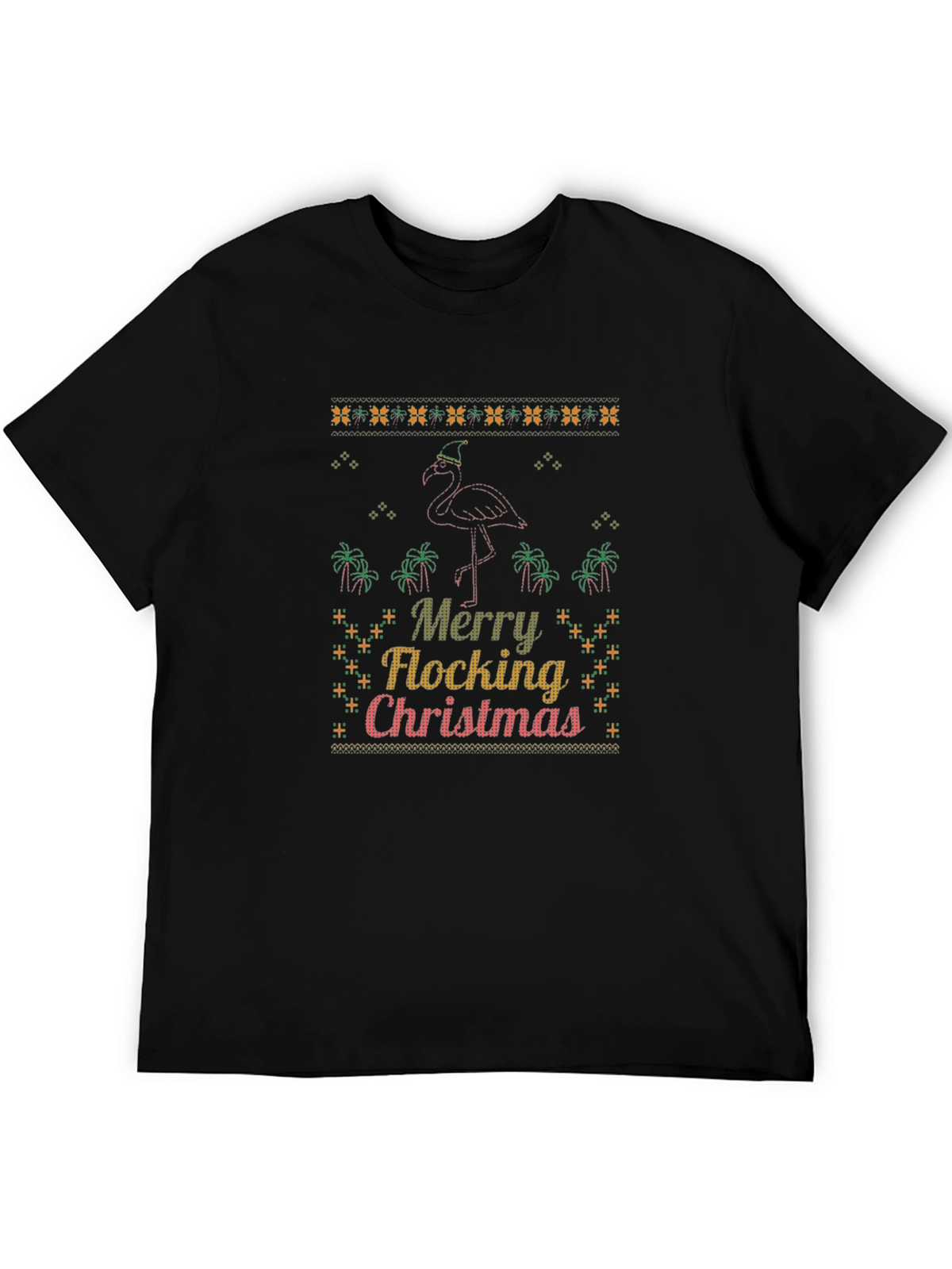 Merry Flocking Christmas Flamingo Graphic Tee