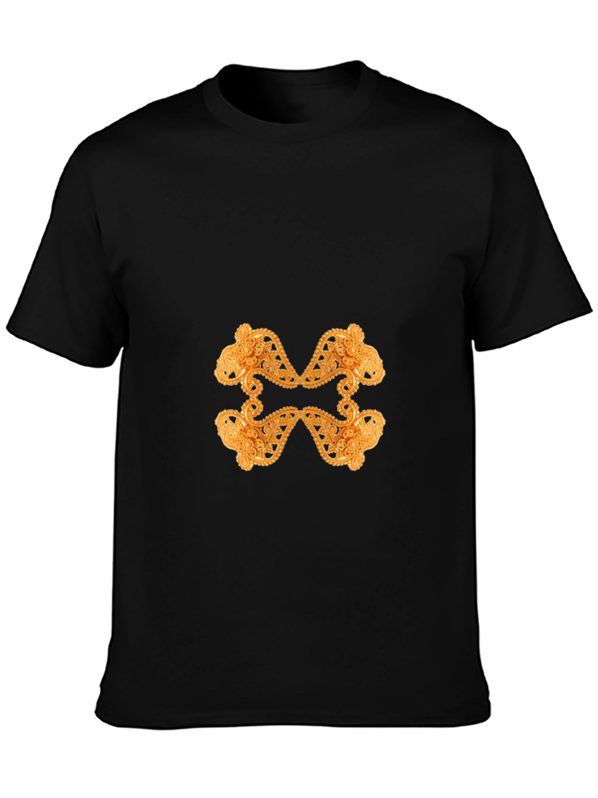 Ornate Gold Pattern Black T-Shirt