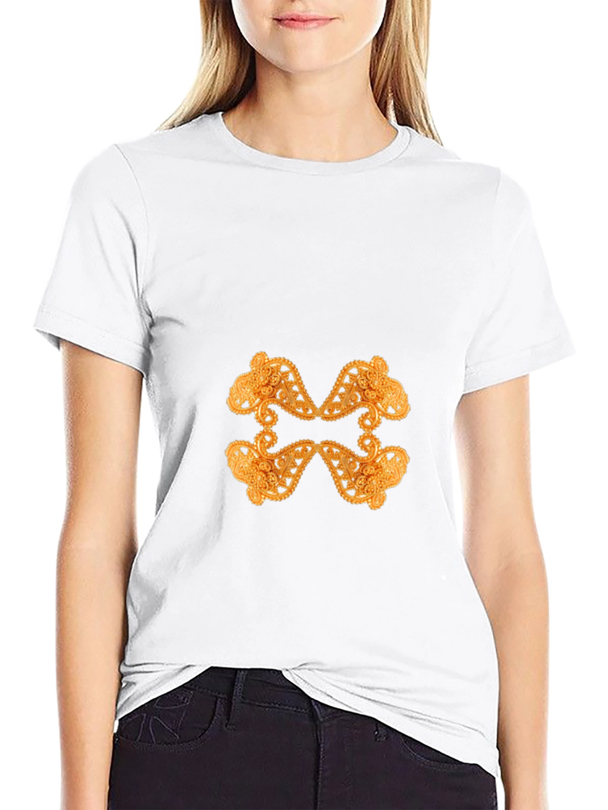 Ornate Gold Pattern Black T-Shirt