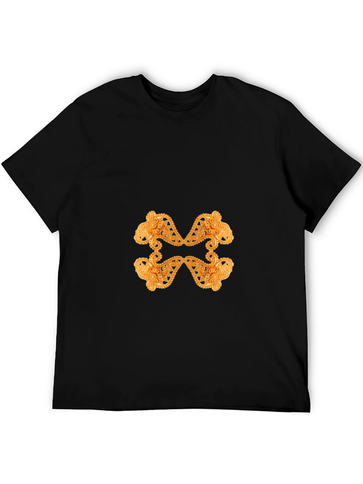 Ornate Gold Pattern Black T-Shirt