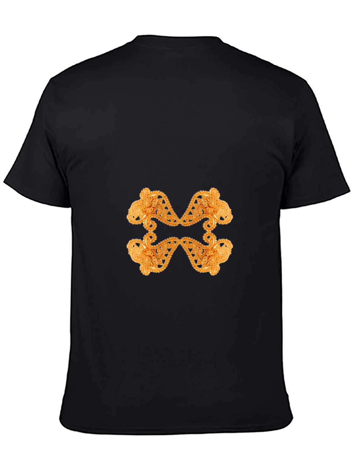 Ornate Gold Pattern Black T-Shirt