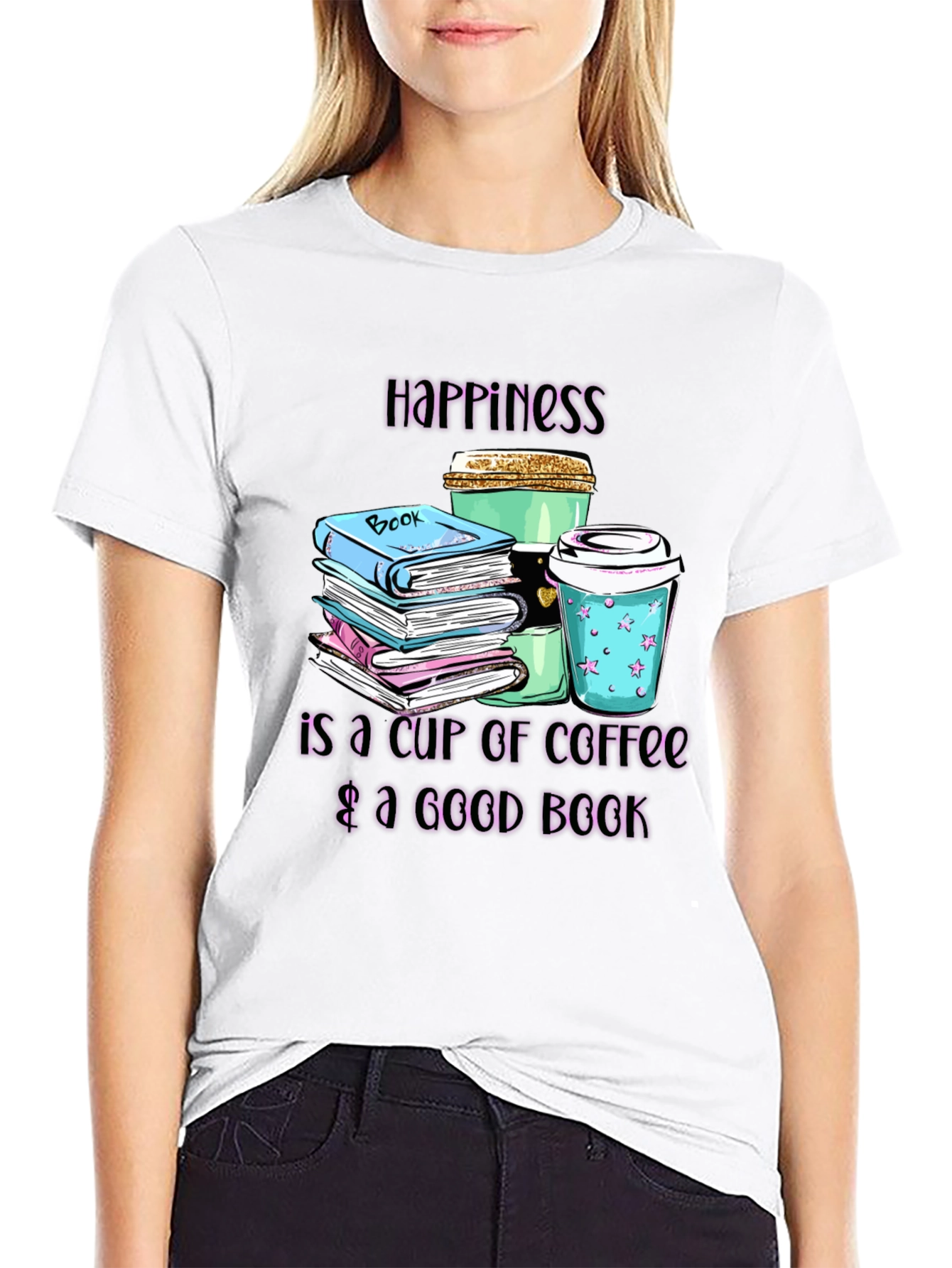 Happiness Coffee & Books Graphic Tee