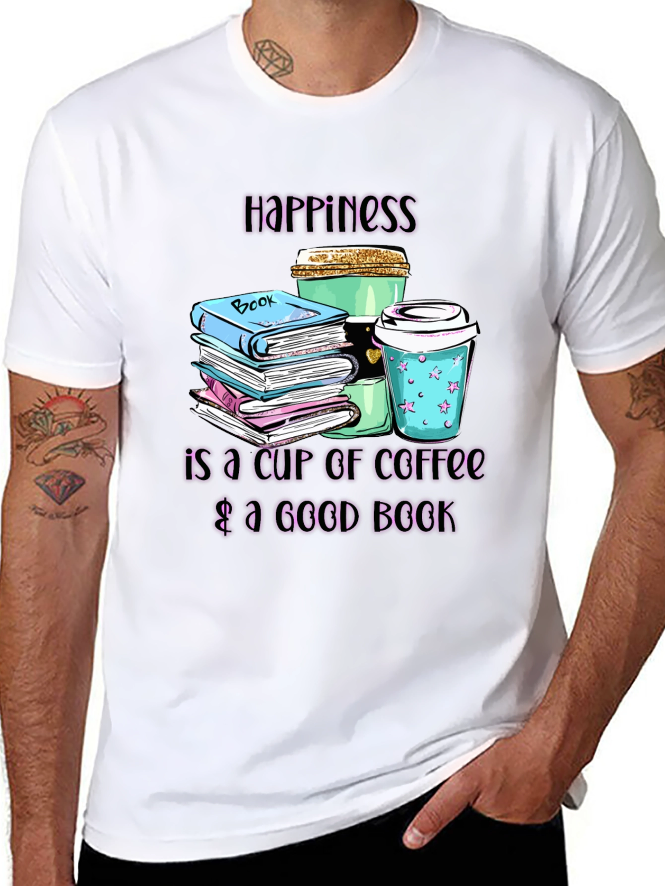 Happiness Coffee & Books Graphic Tee