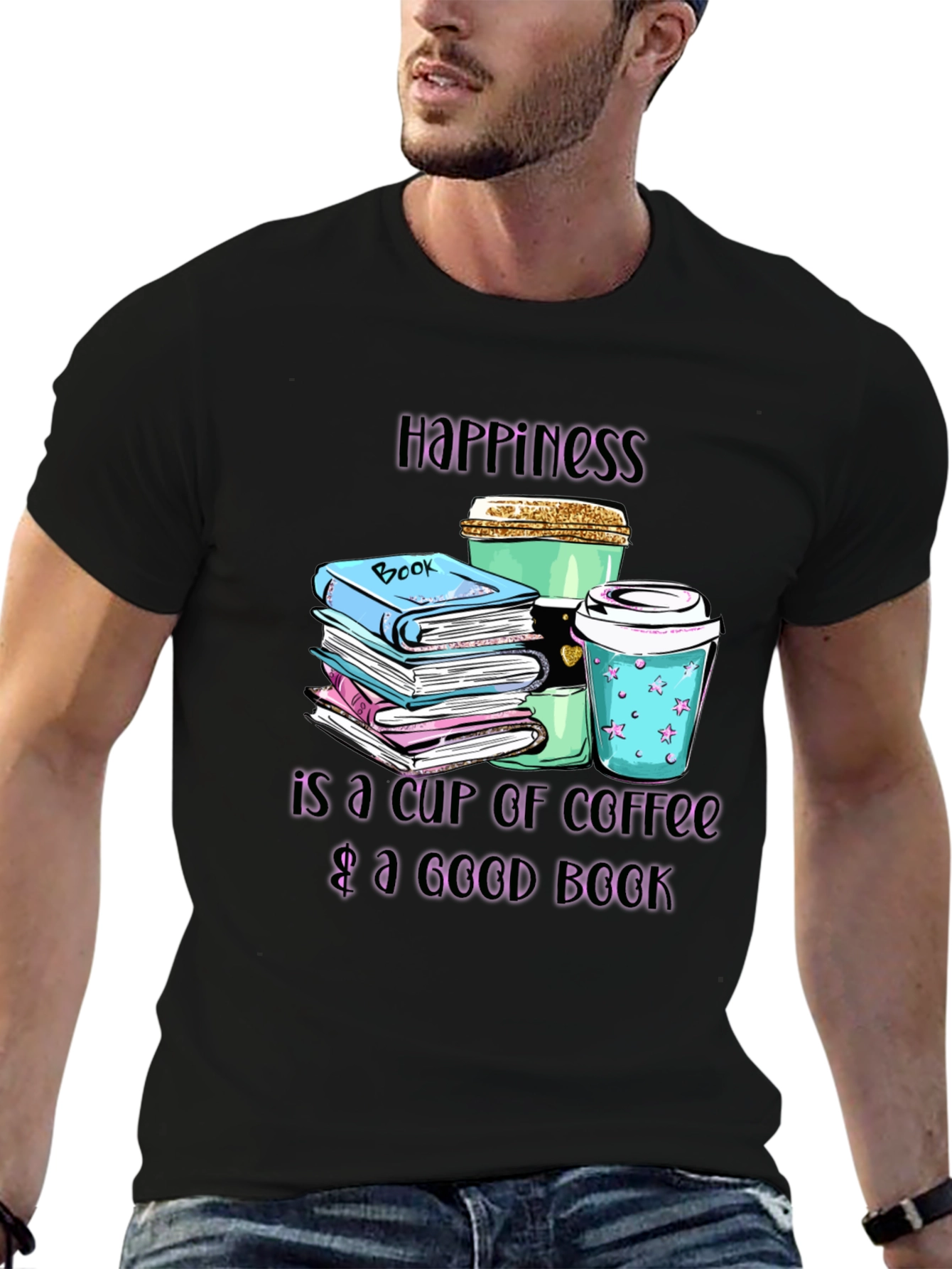 Happiness Coffee & Books Graphic Tee