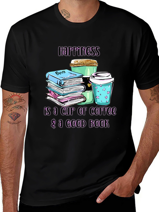 Happiness Coffee & Books Graphic Tee