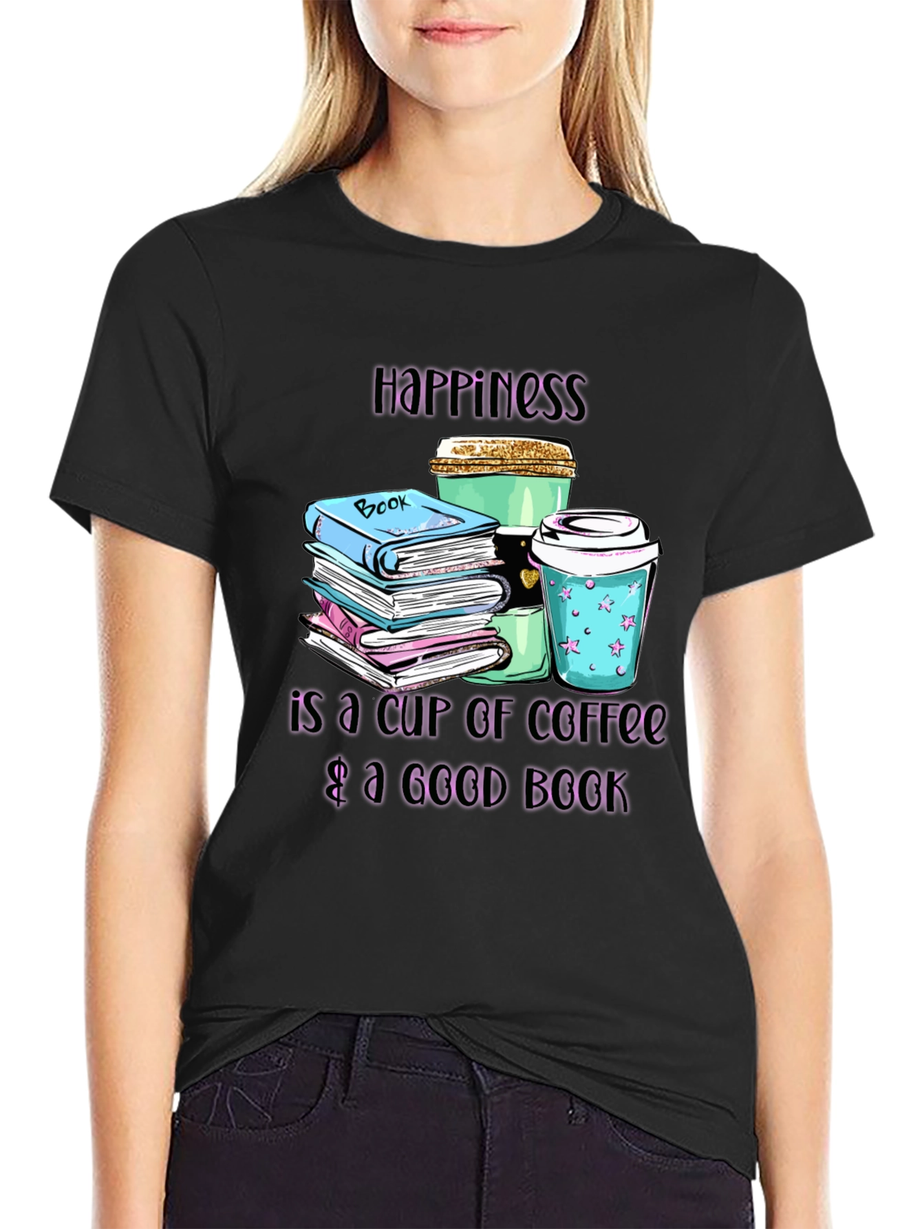 Happiness Coffee & Books Graphic Tee