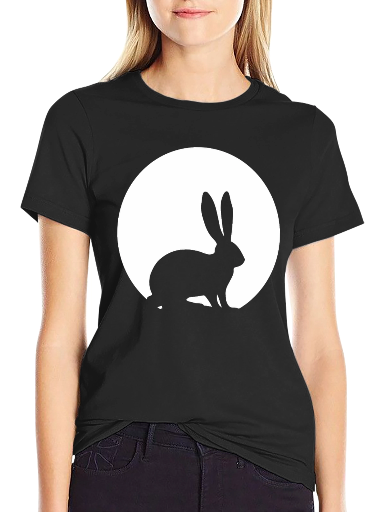 Rabbit Moon Graphic Tee - Black