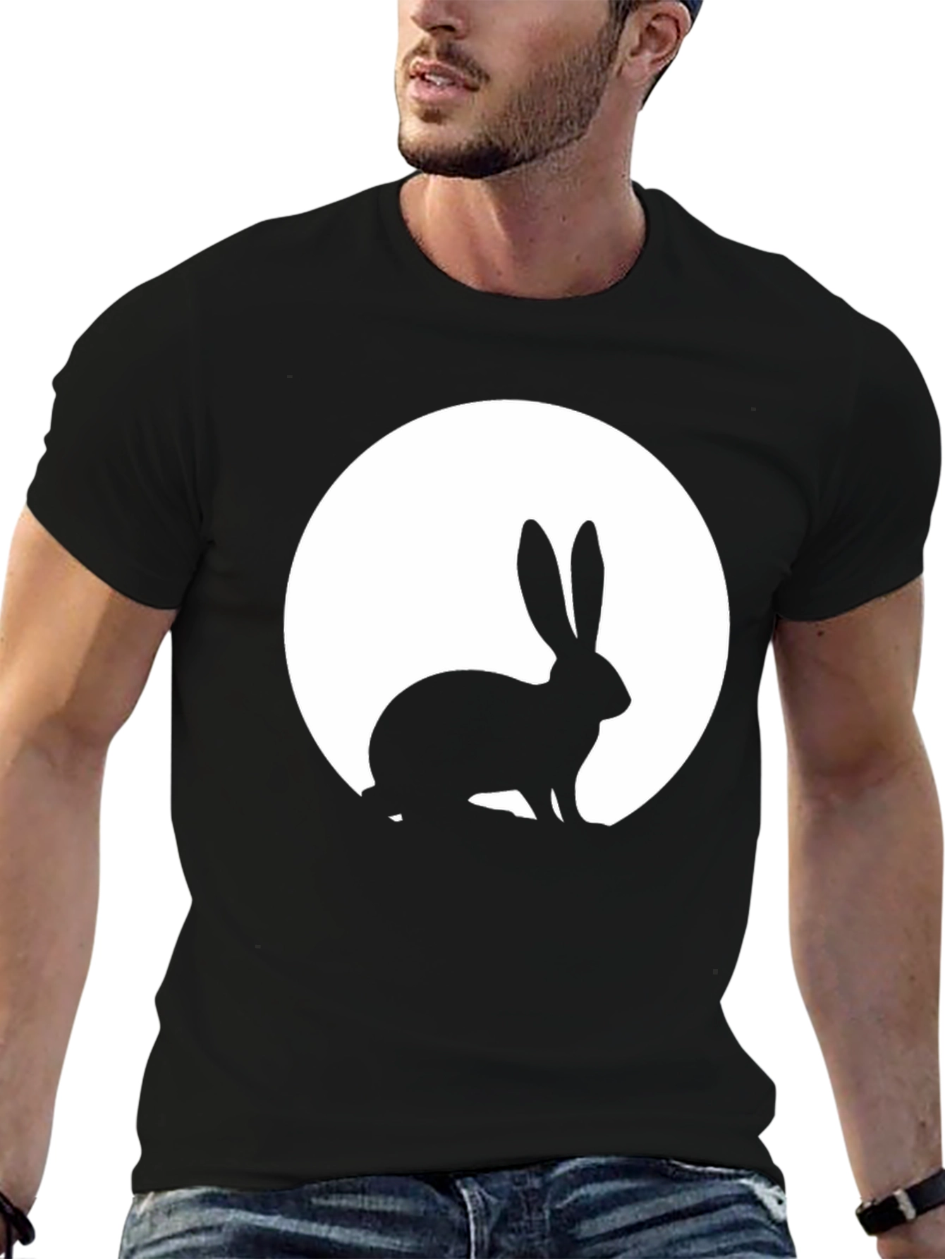 Rabbit Moon Graphic Tee - Black