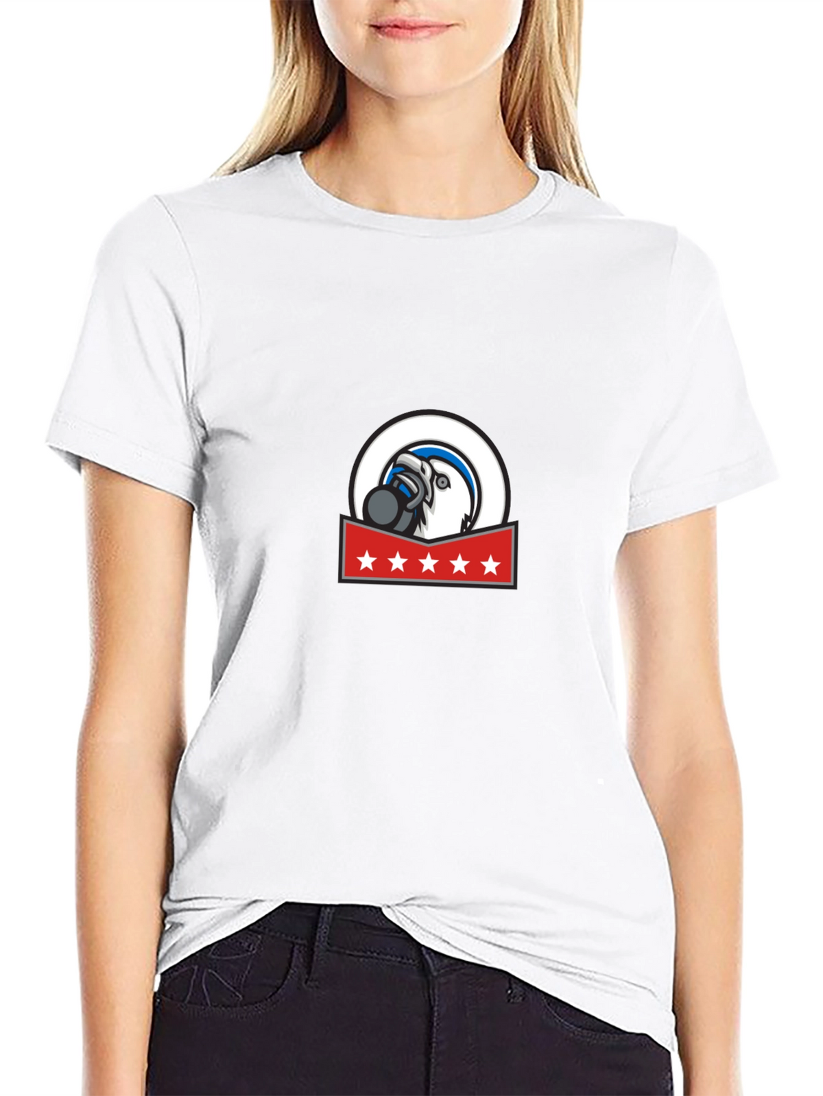 Mens Graphic Tee: Eagle Mascot Design Soft Cotton Blend