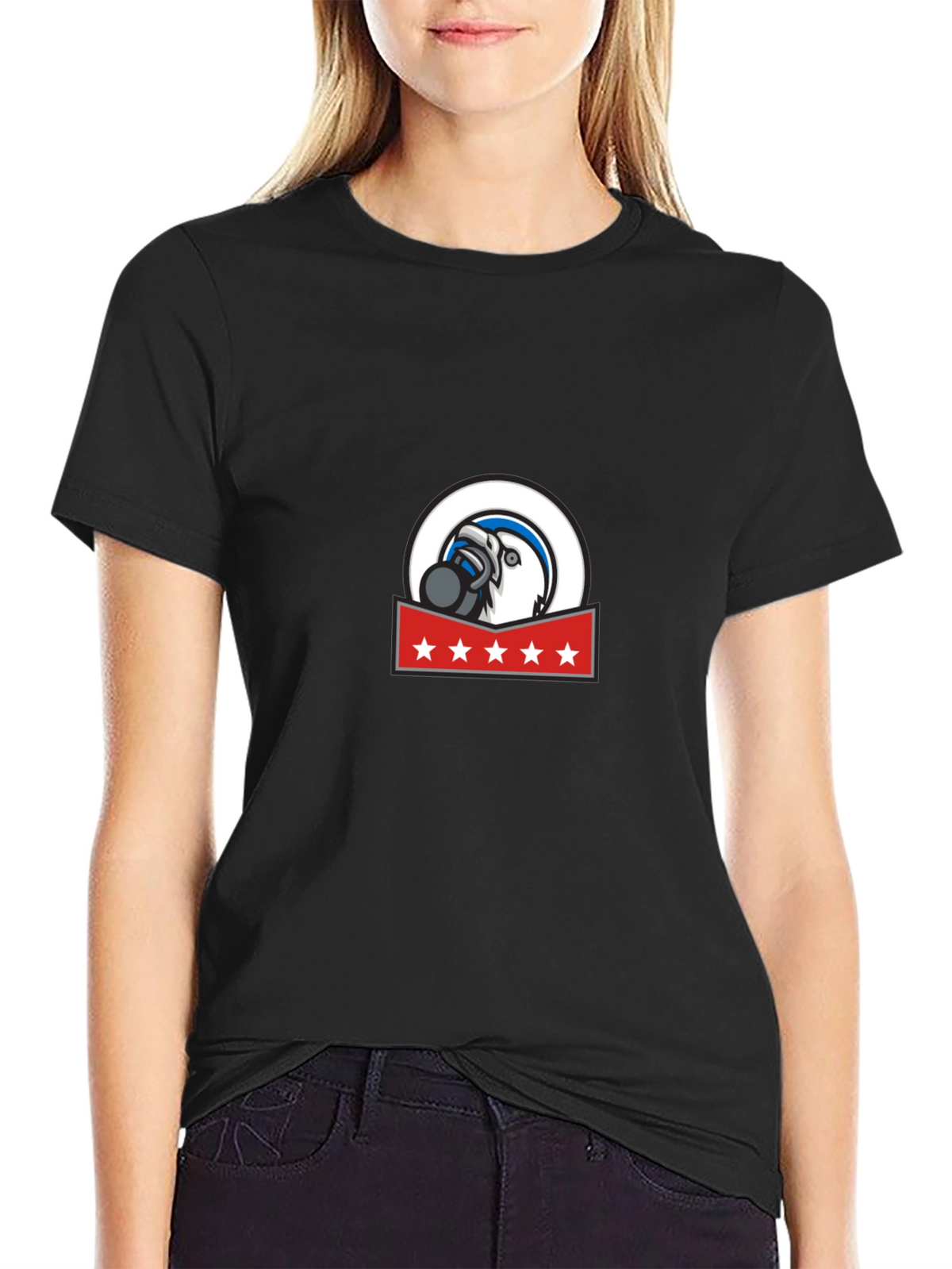 Mens Graphic Tee: Eagle Mascot Design Soft Cotton Blend