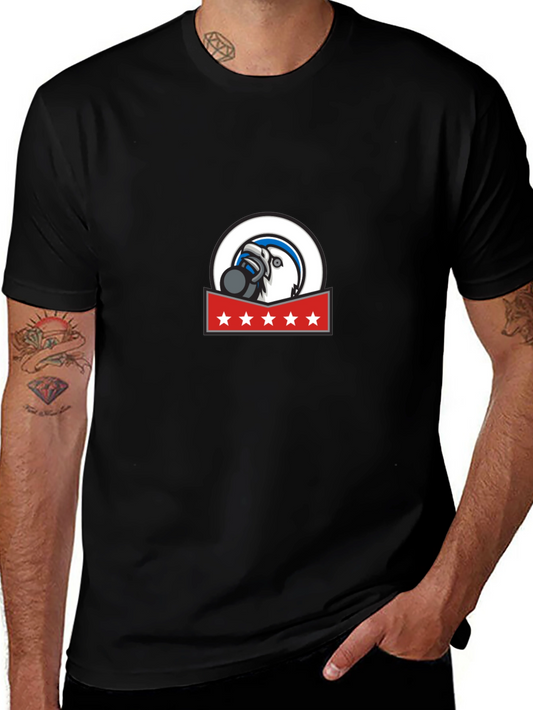 Mens Graphic Tee: Eagle Mascot Design Soft Cotton Blend
