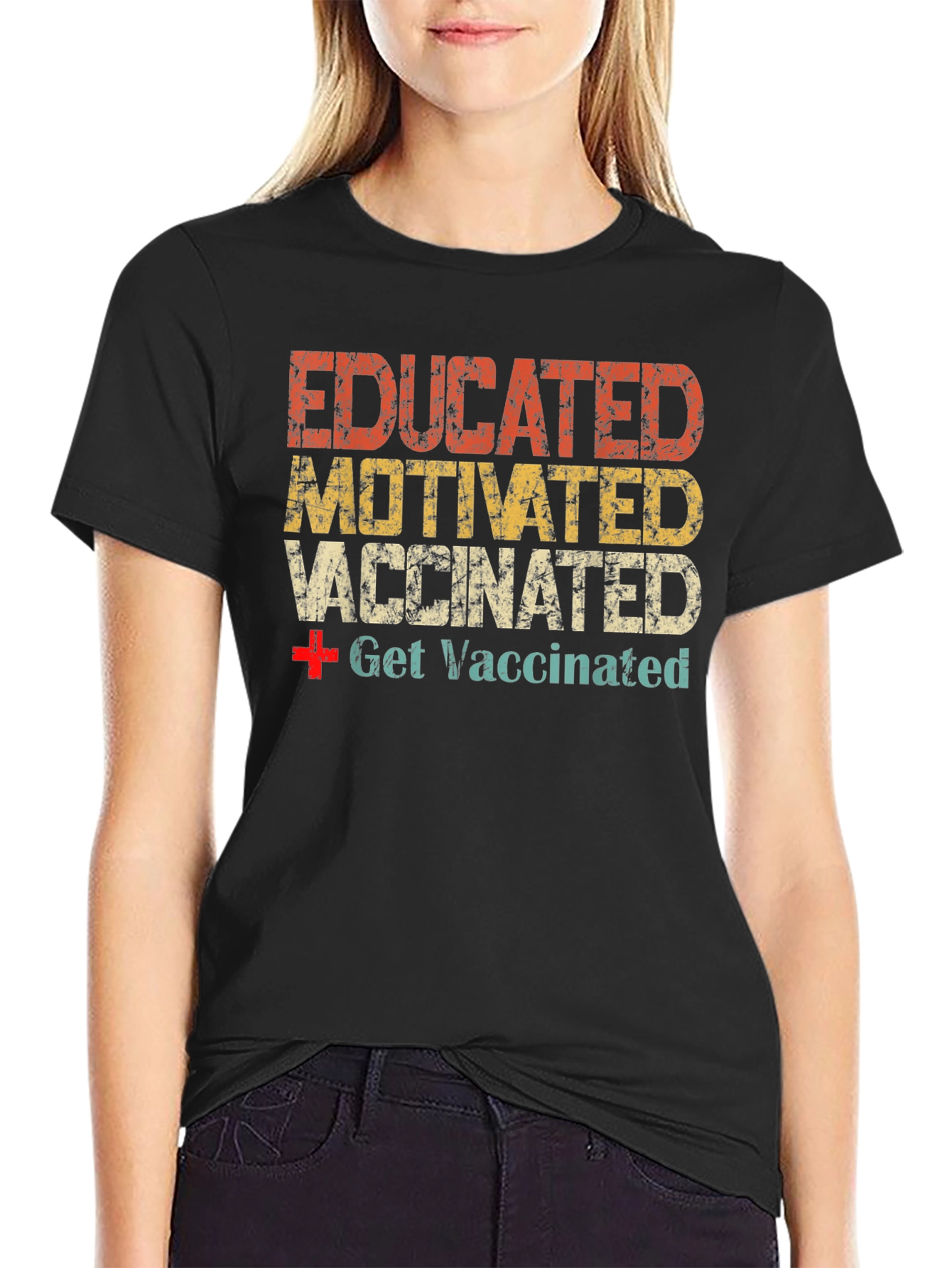 Educated Motivated Vaccinated Graphic T-Shirt
