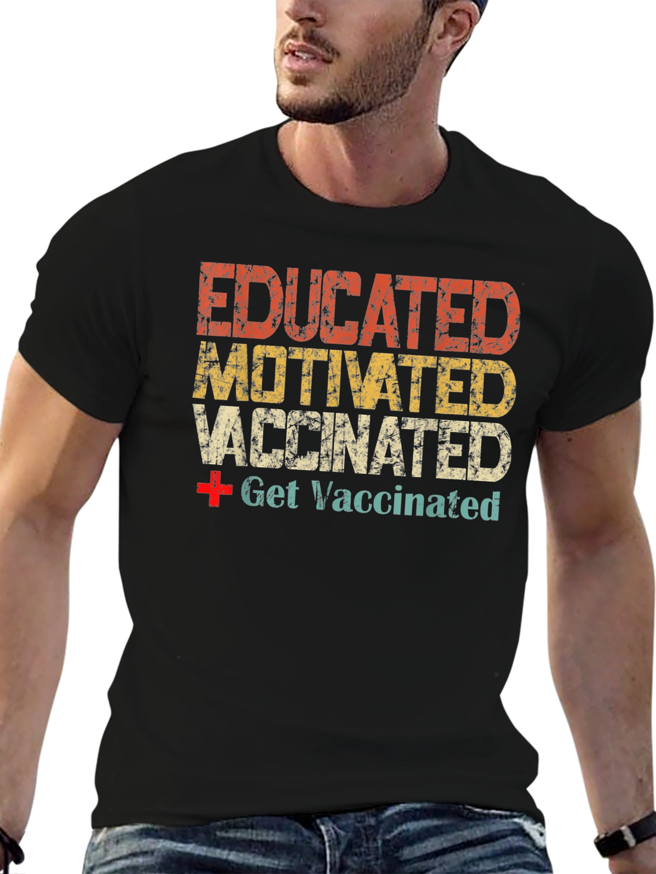 Educated Motivated Vaccinated Graphic T-Shirt