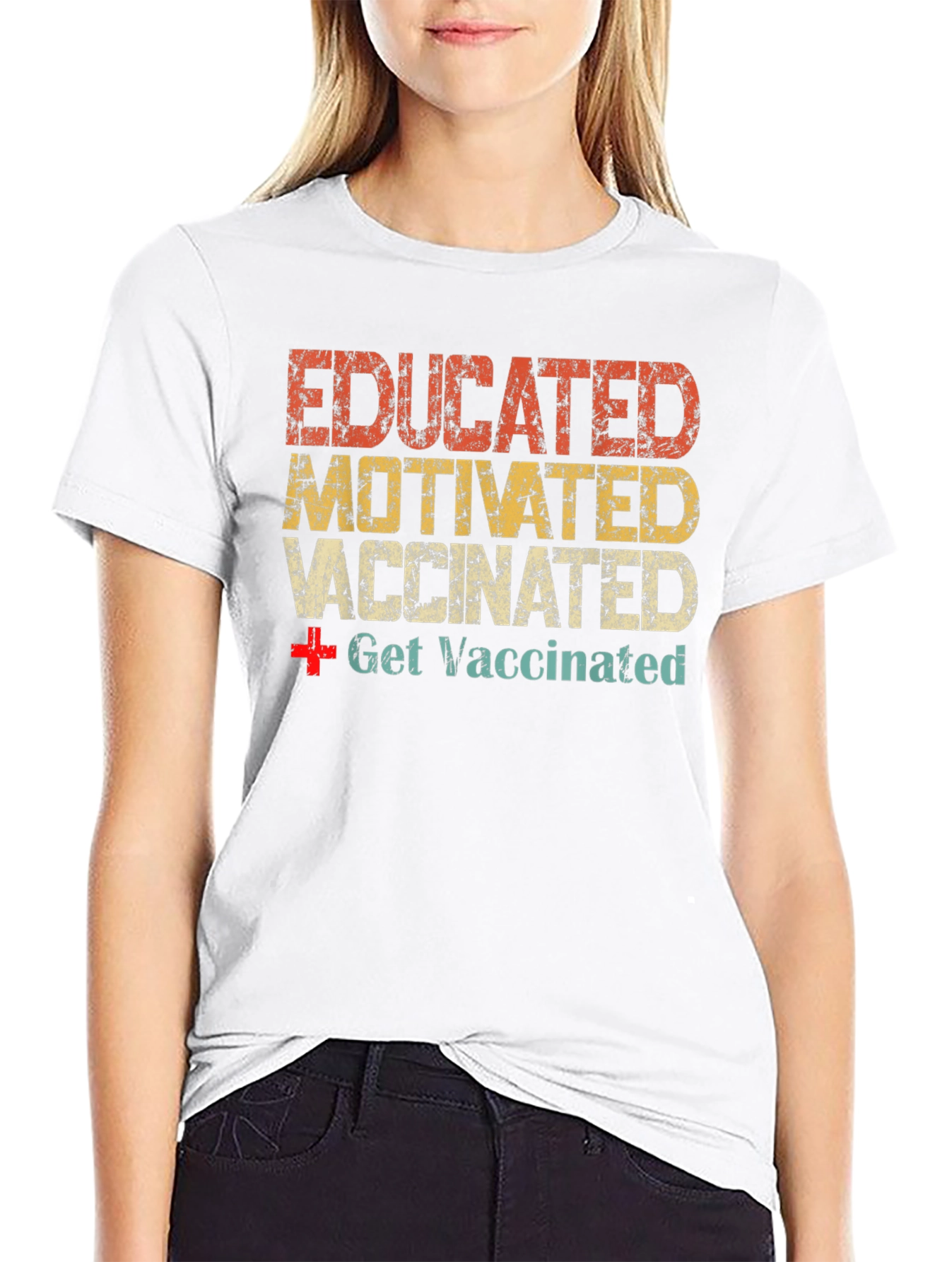 Educated Motivated Vaccinated Graphic T-Shirt