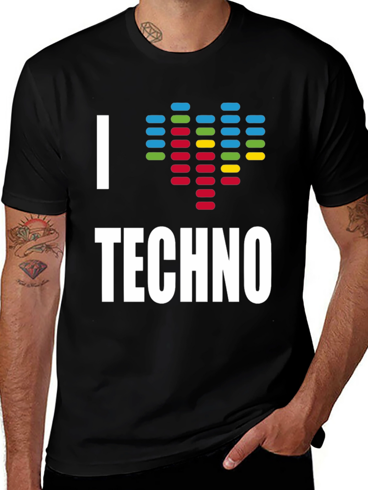 I Heart Techno Graphic Tee - Music Lover T-Shirt