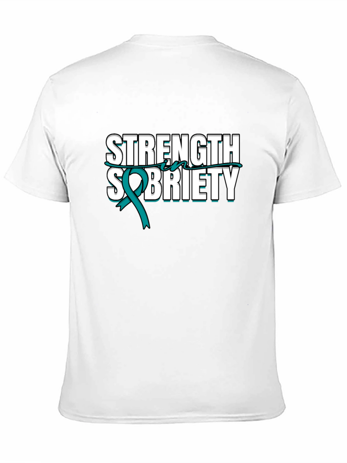 Strength Sobriety Teal Ribbon Black T-Shirt