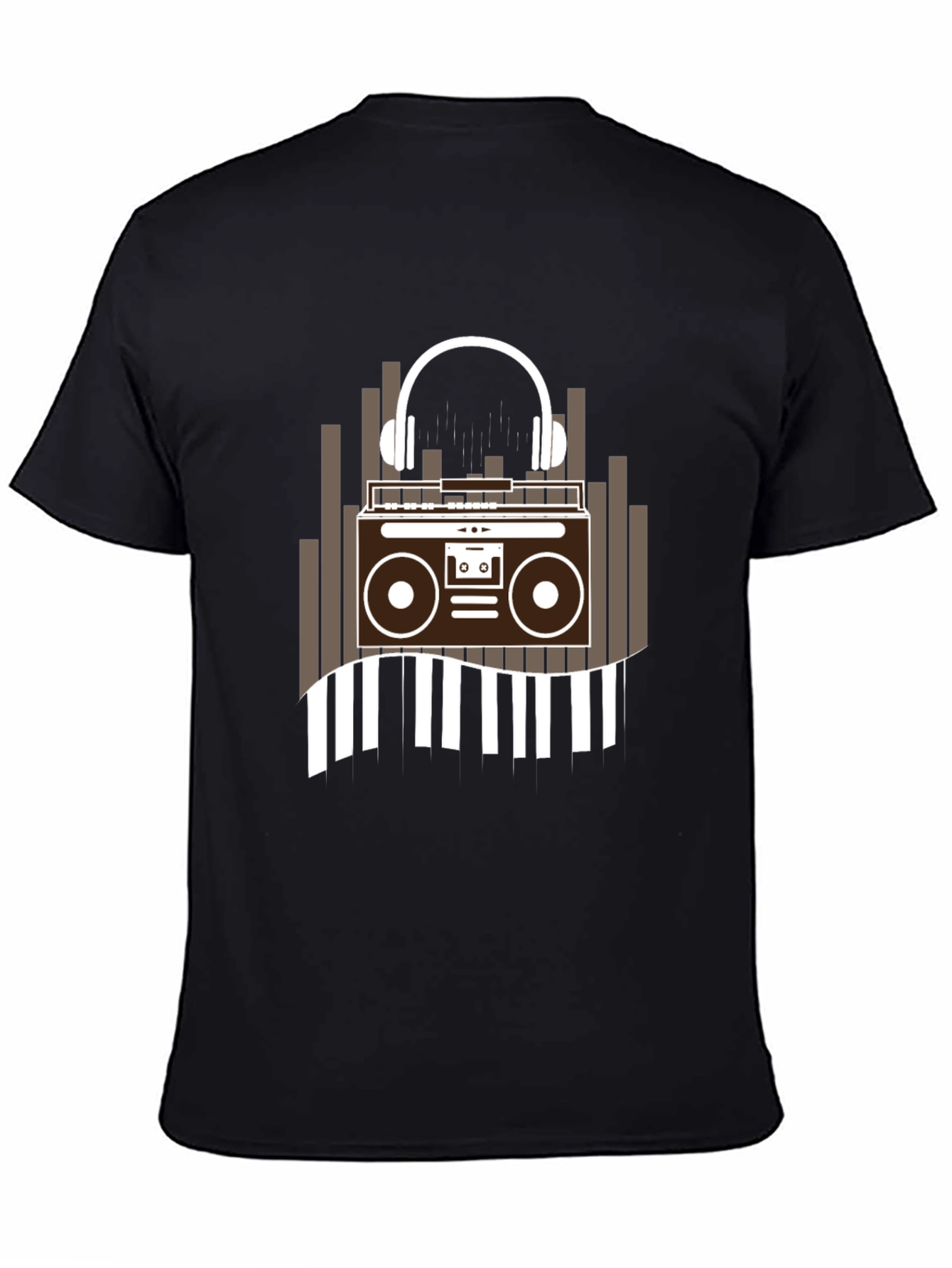 Retro Music Graphic Tee - Boombox and Headphones