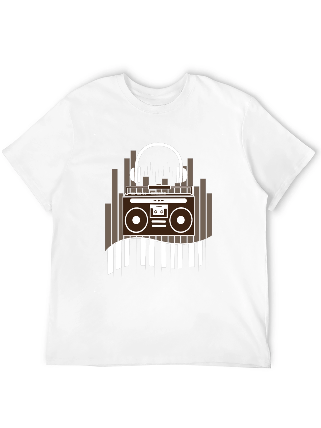 Retro Music Graphic Tee - Boombox and Headphones
