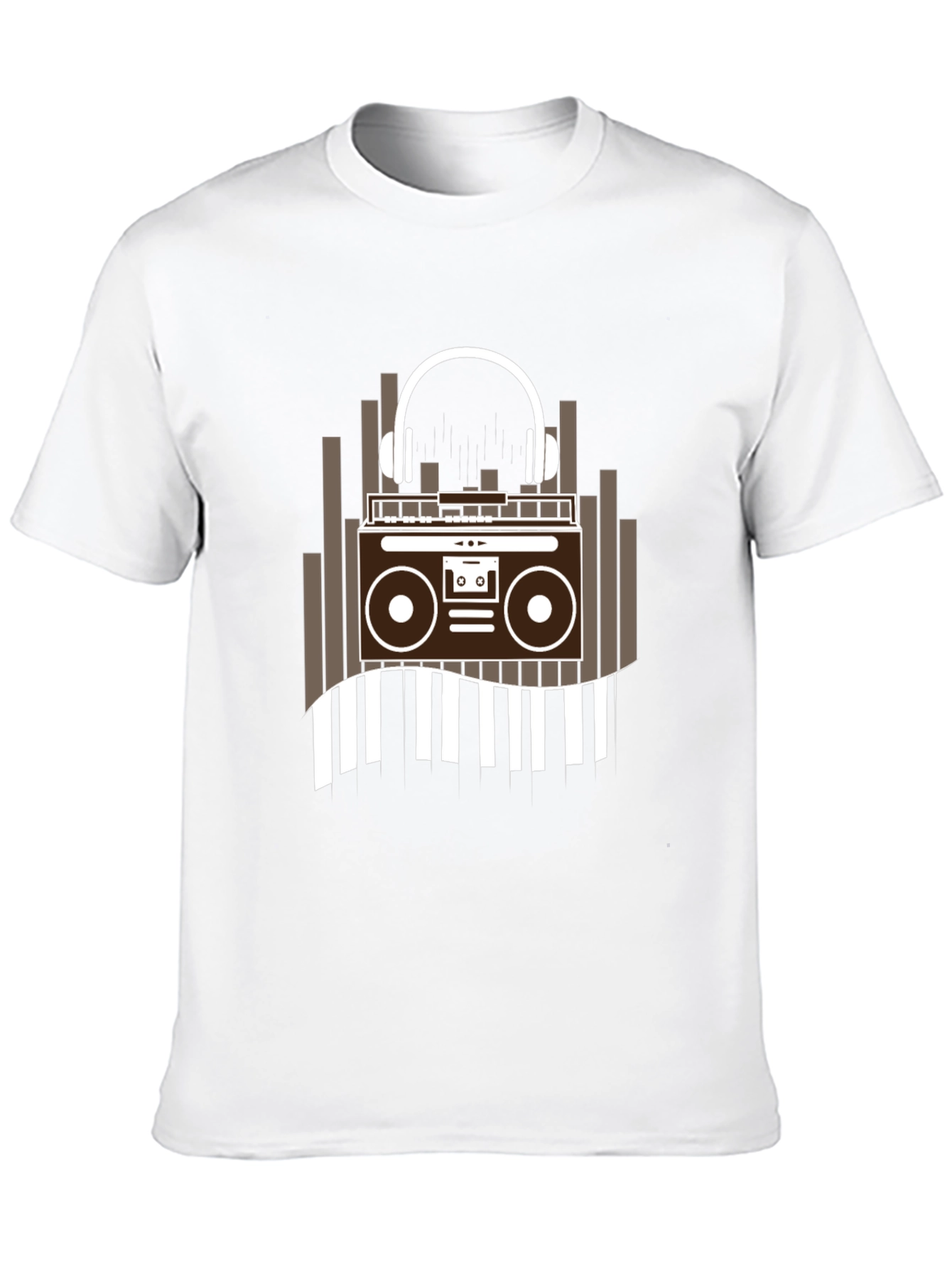 Retro Music Graphic Tee - Boombox and Headphones