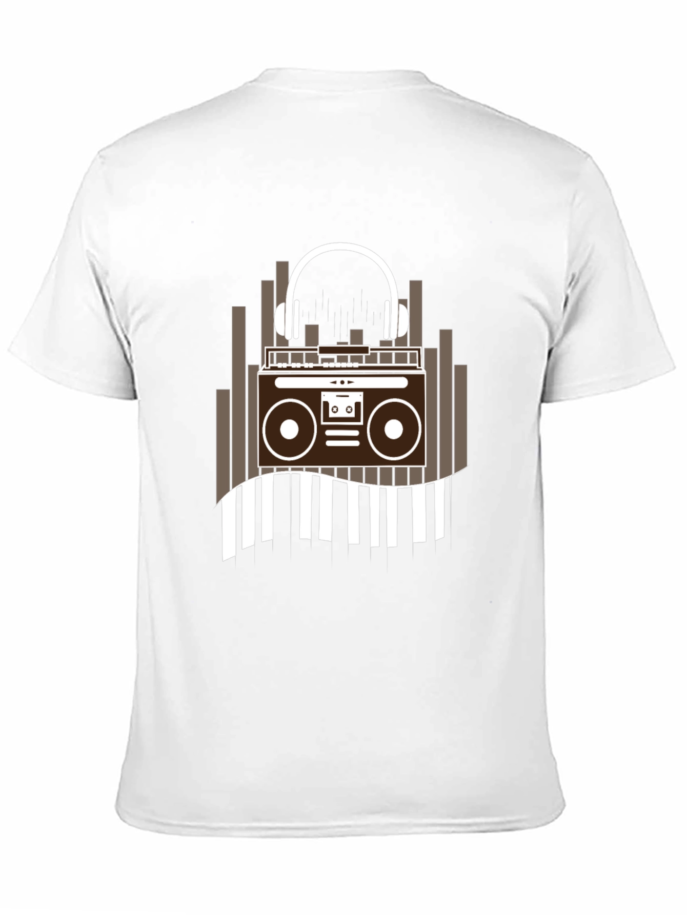 Retro Music Graphic Tee - Boombox and Headphones