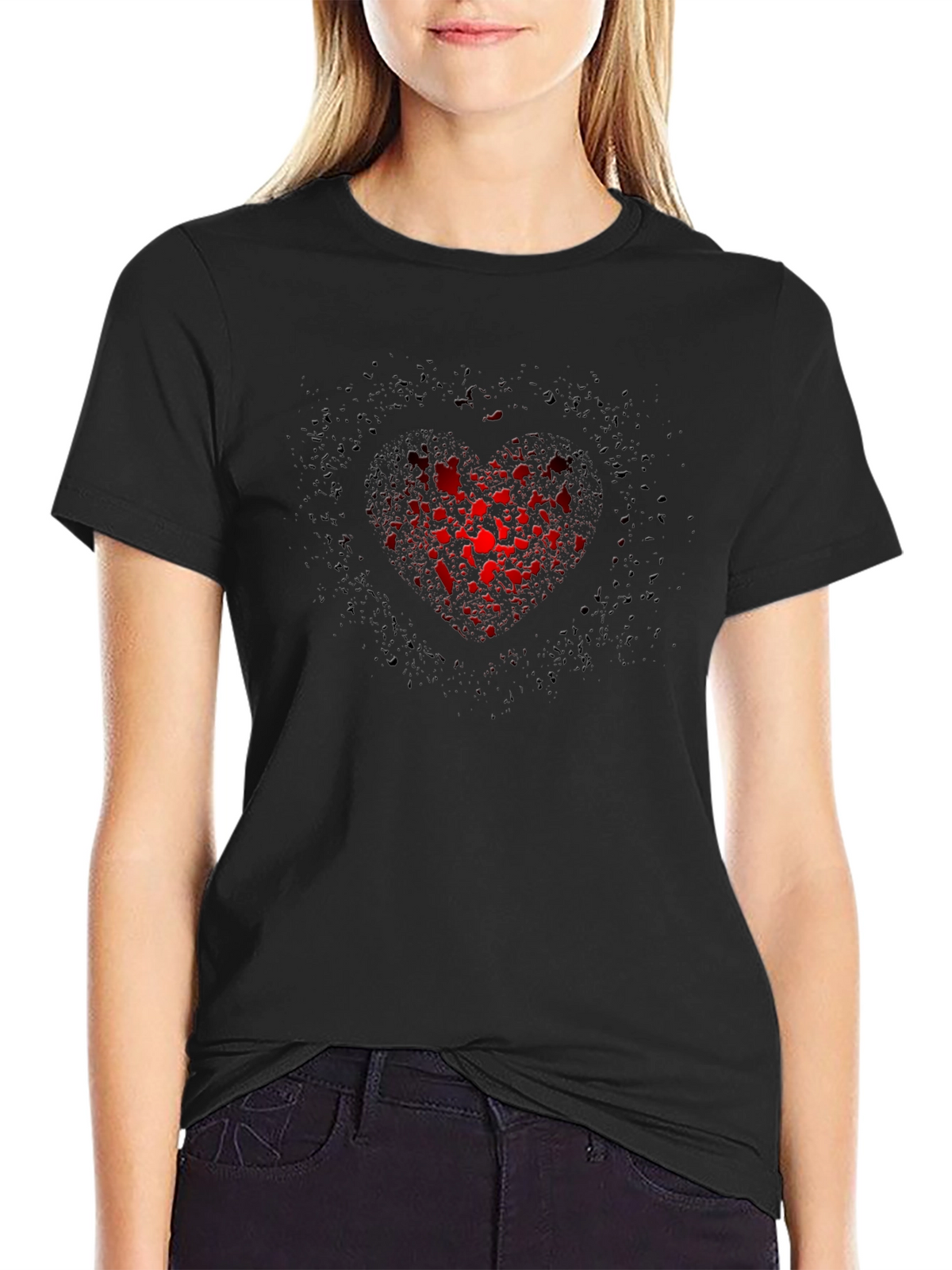 Heart Bubbles Graphic Tee - Black