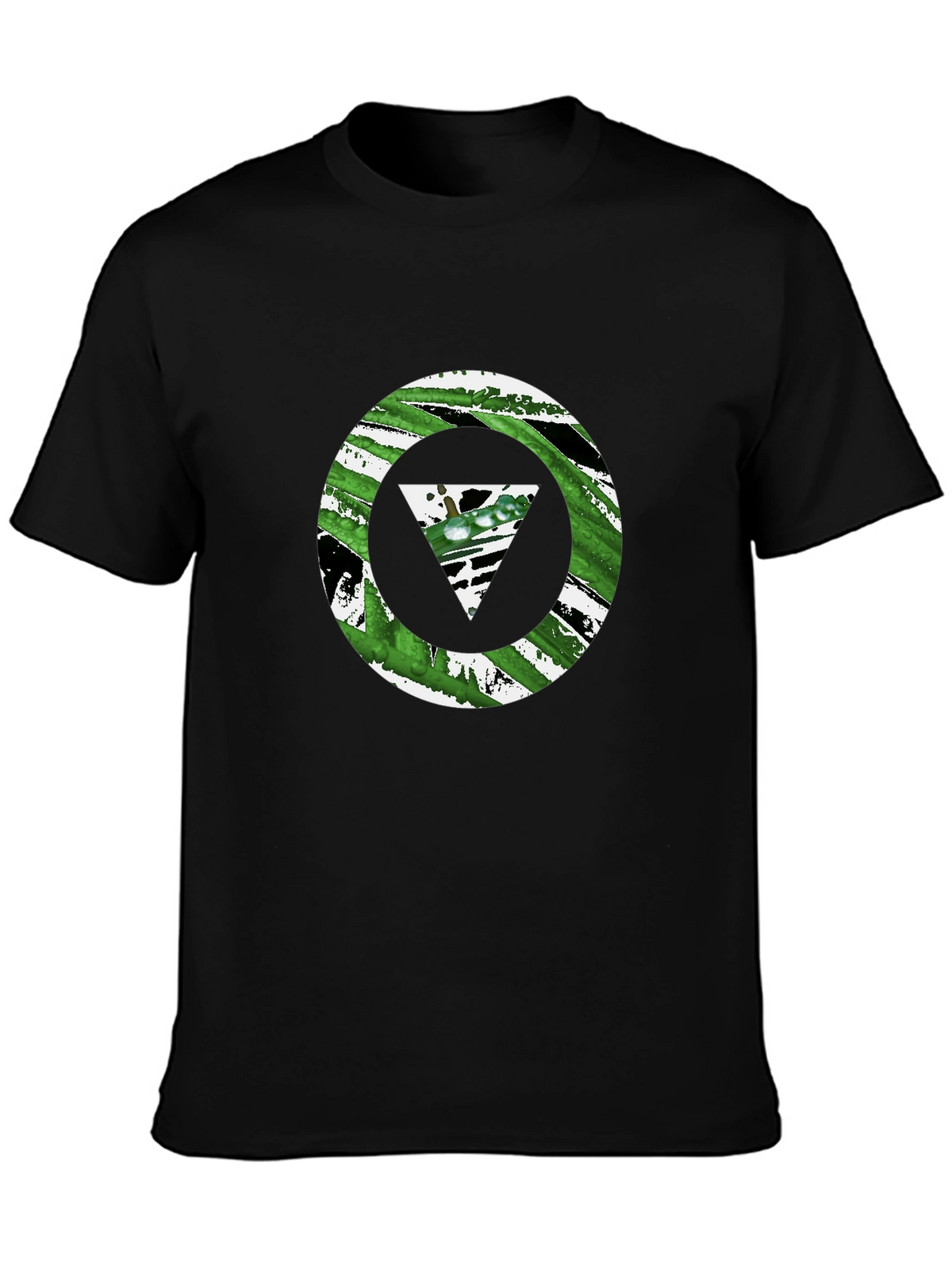 Geometric Grunge Graphic Tee - Black Cotton Casual Shirt
