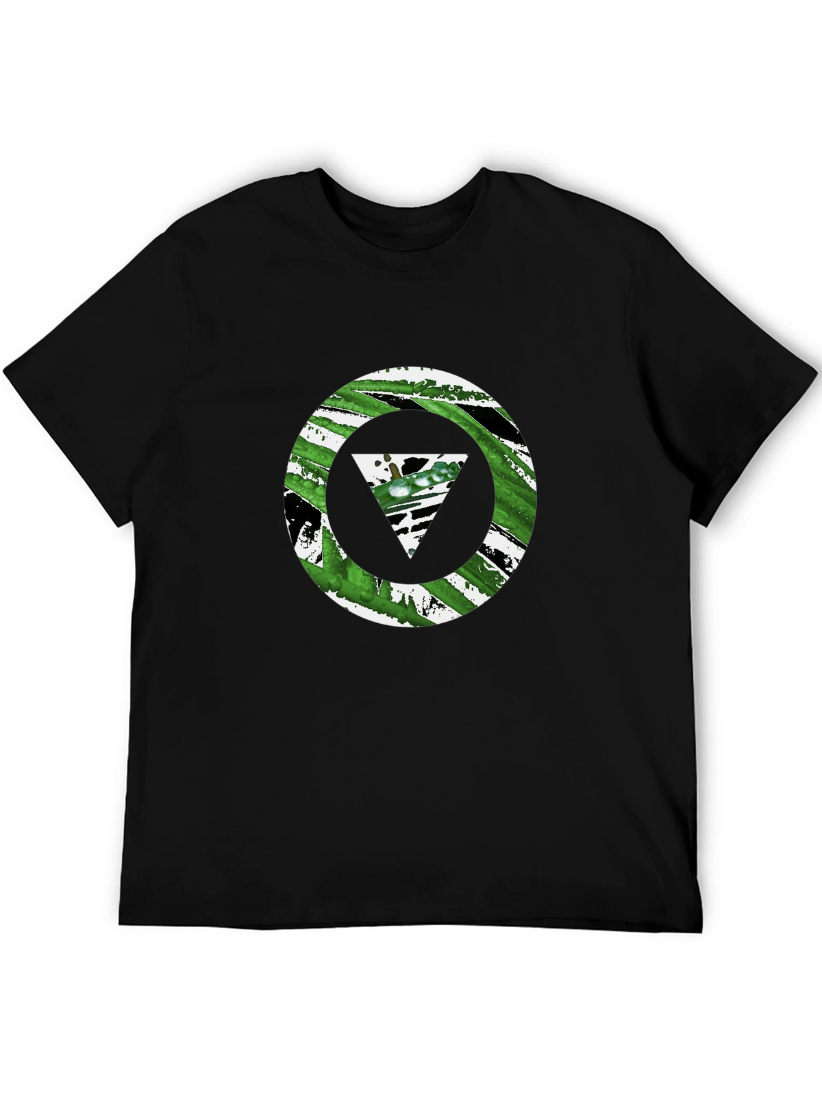 Geometric Grunge Graphic Tee - Black Cotton Casual Shirt