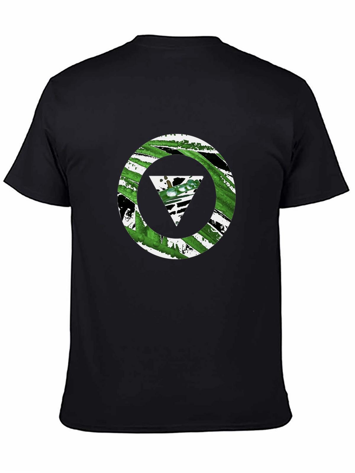 Geometric Grunge Graphic Tee - Black Cotton Casual Shirt