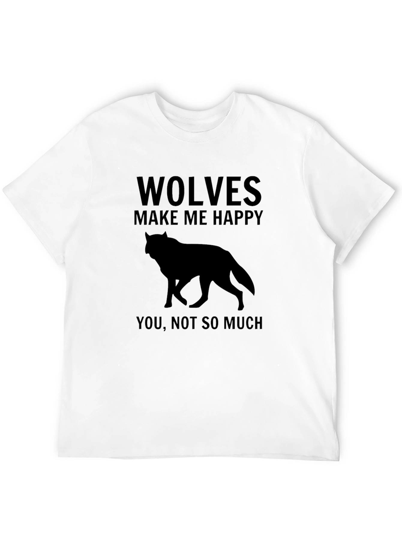 Wolves Make Me Happy Black Graphic T-Shirt