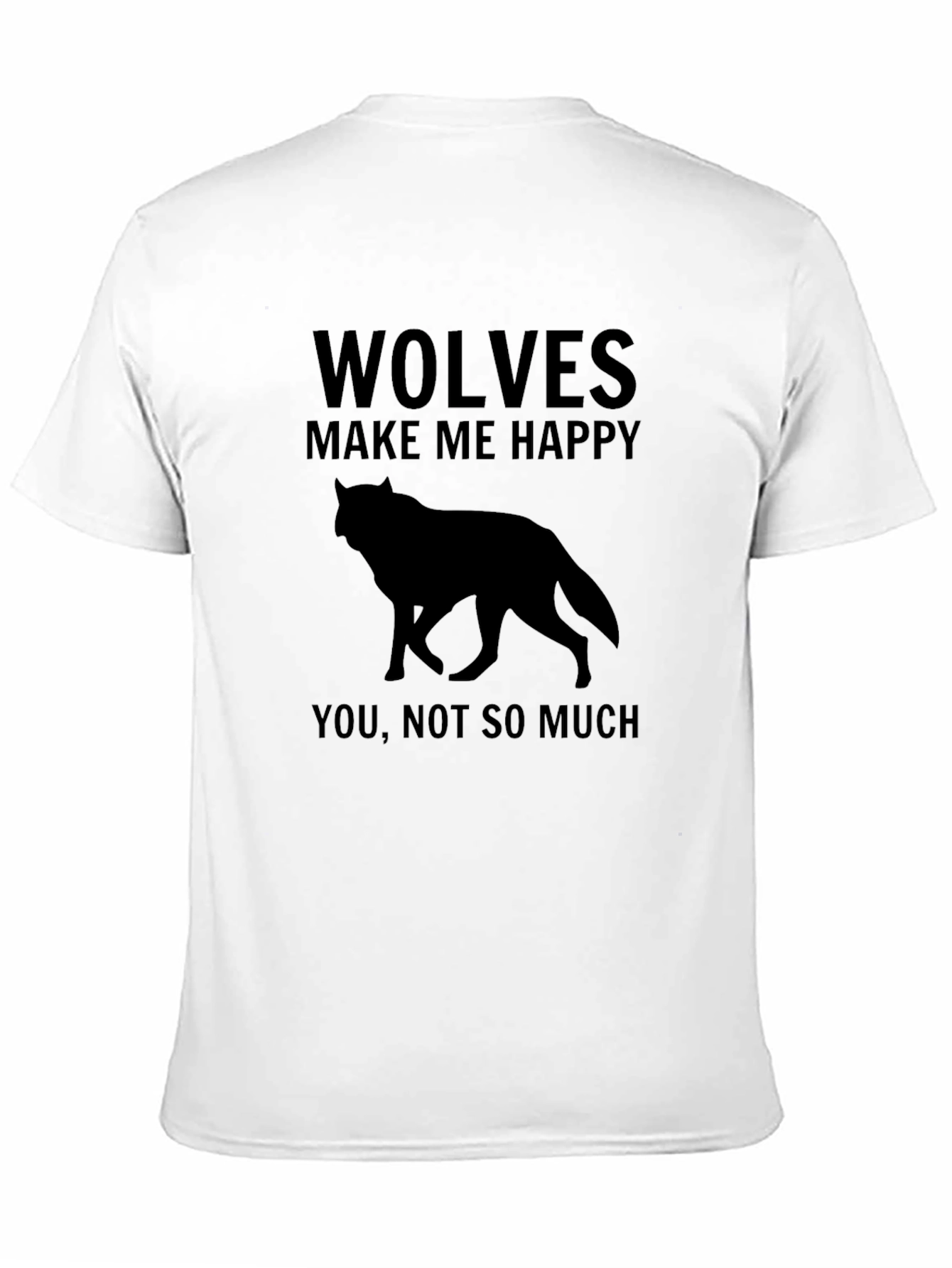 Wolves Make Me Happy Black Graphic T-Shirt