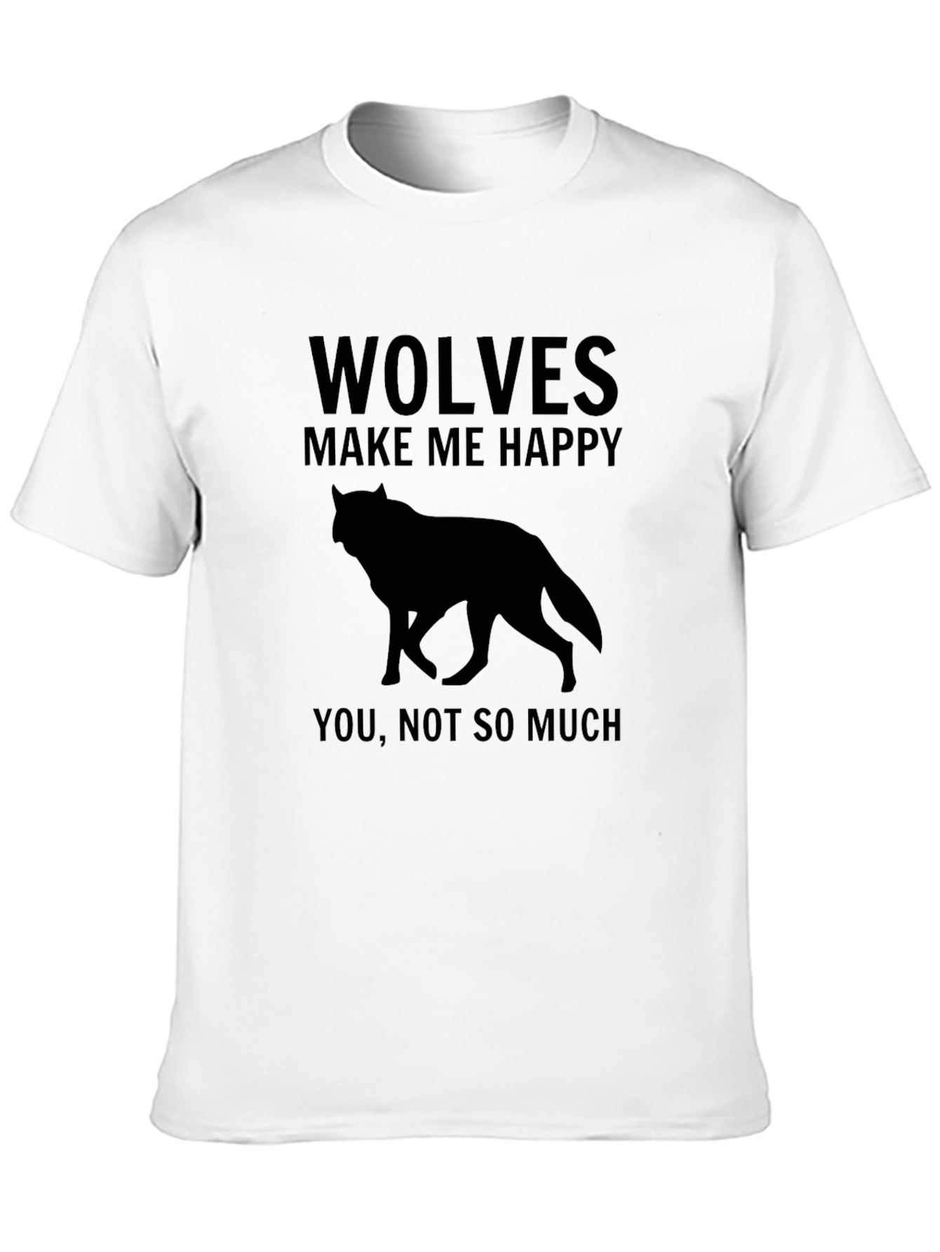 Wolves Make Me Happy Black Graphic T-Shirt
