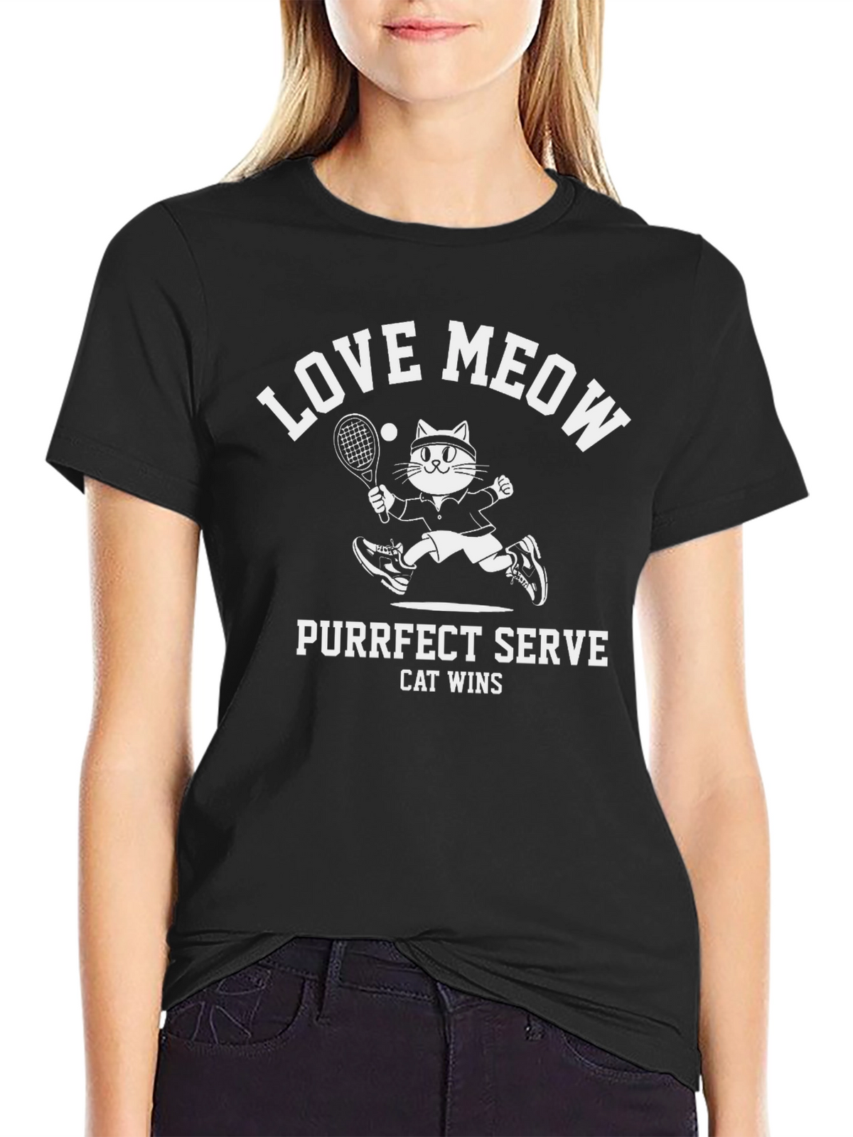 Love Meow Purrfect Serve Cat Wins T-Shirt