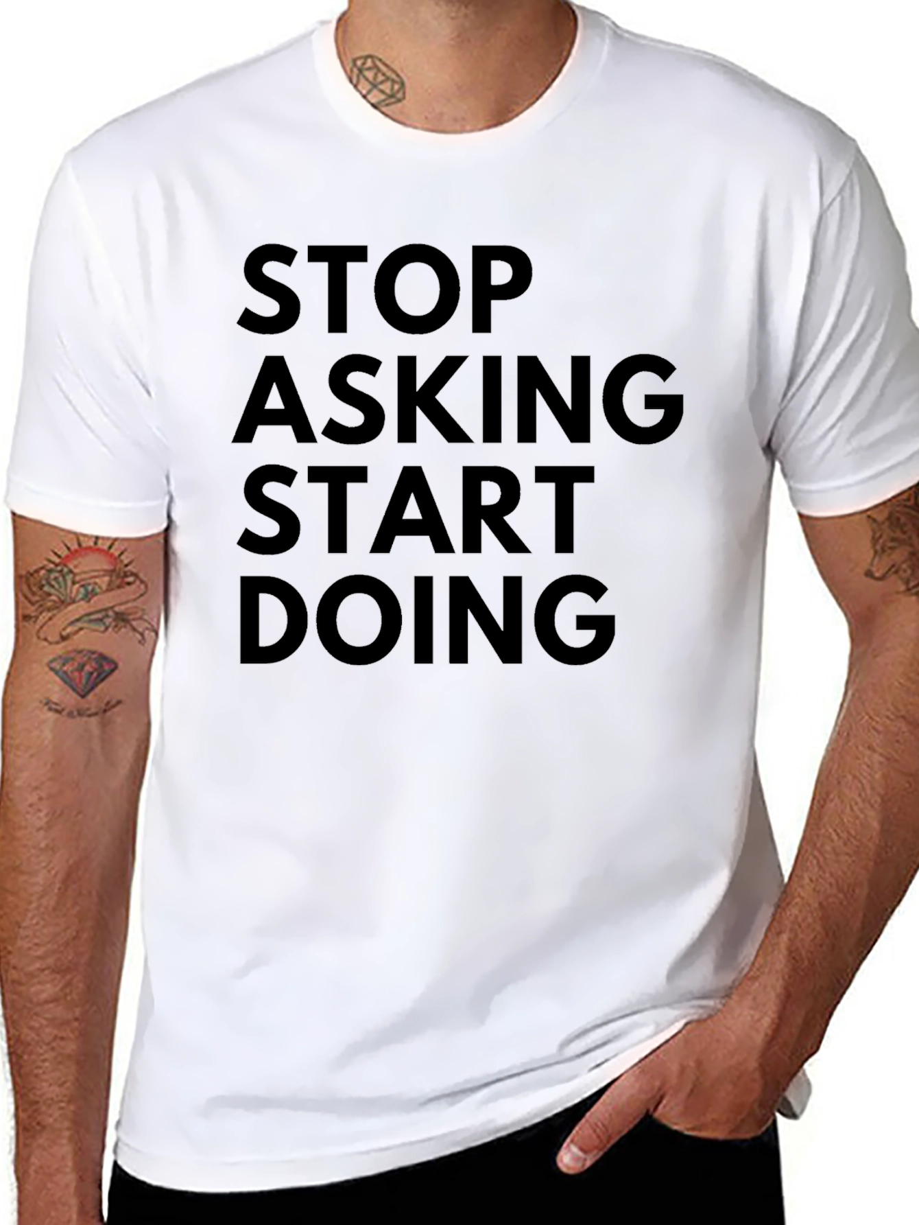 Stop Asking Start Doing Black Graphic T-Shirt