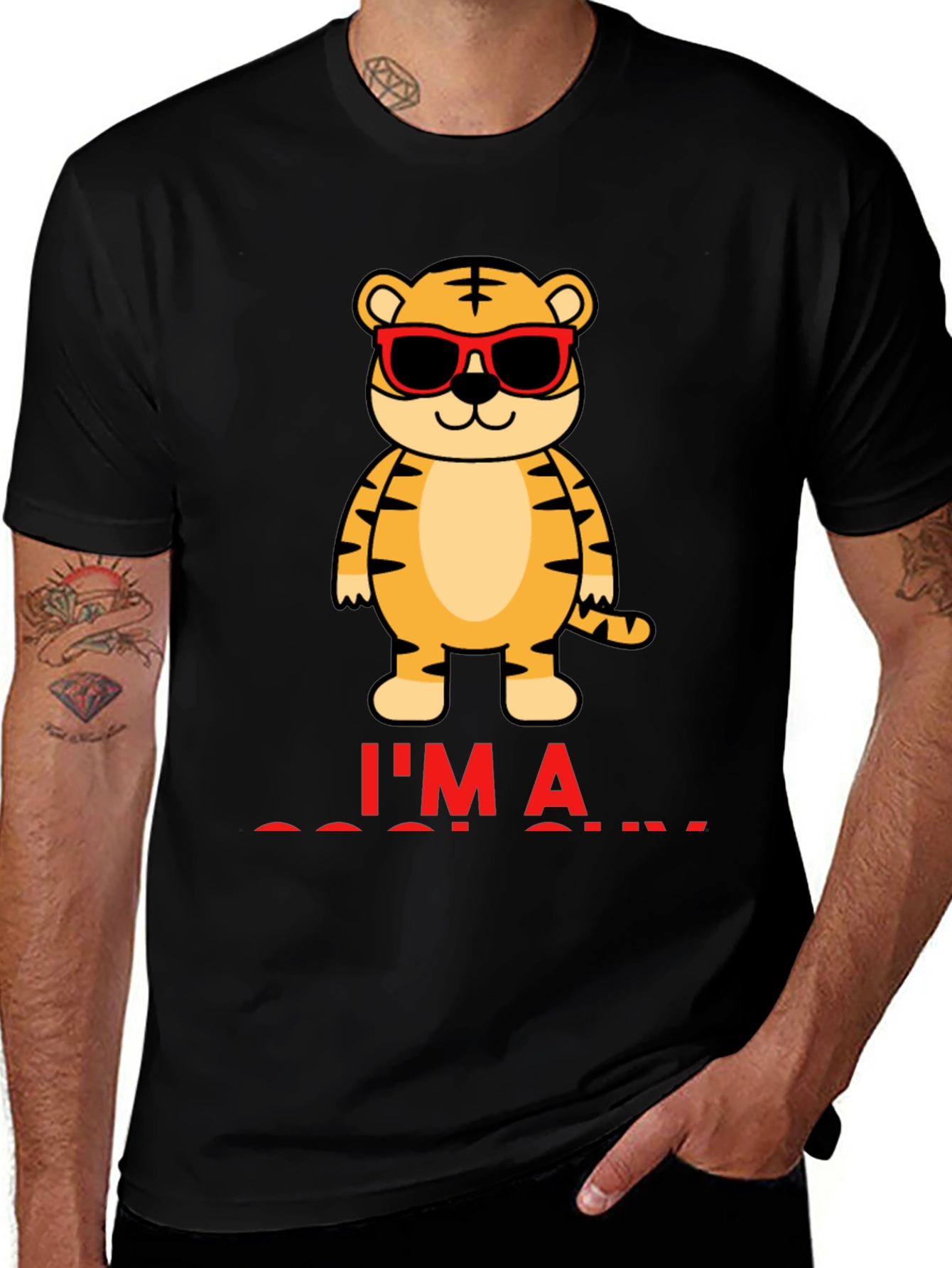 Cool Tiger Graphic T-Shirt - Mens Black Tee
