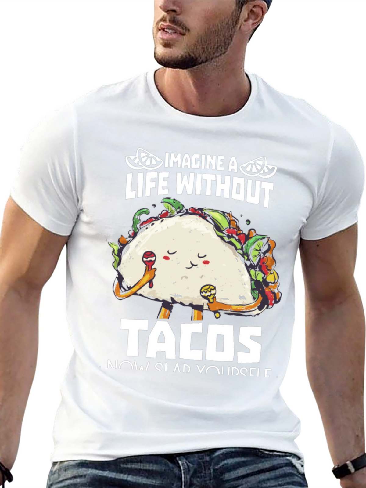 Imagine A Life Without Tacos Black Graphic Tee