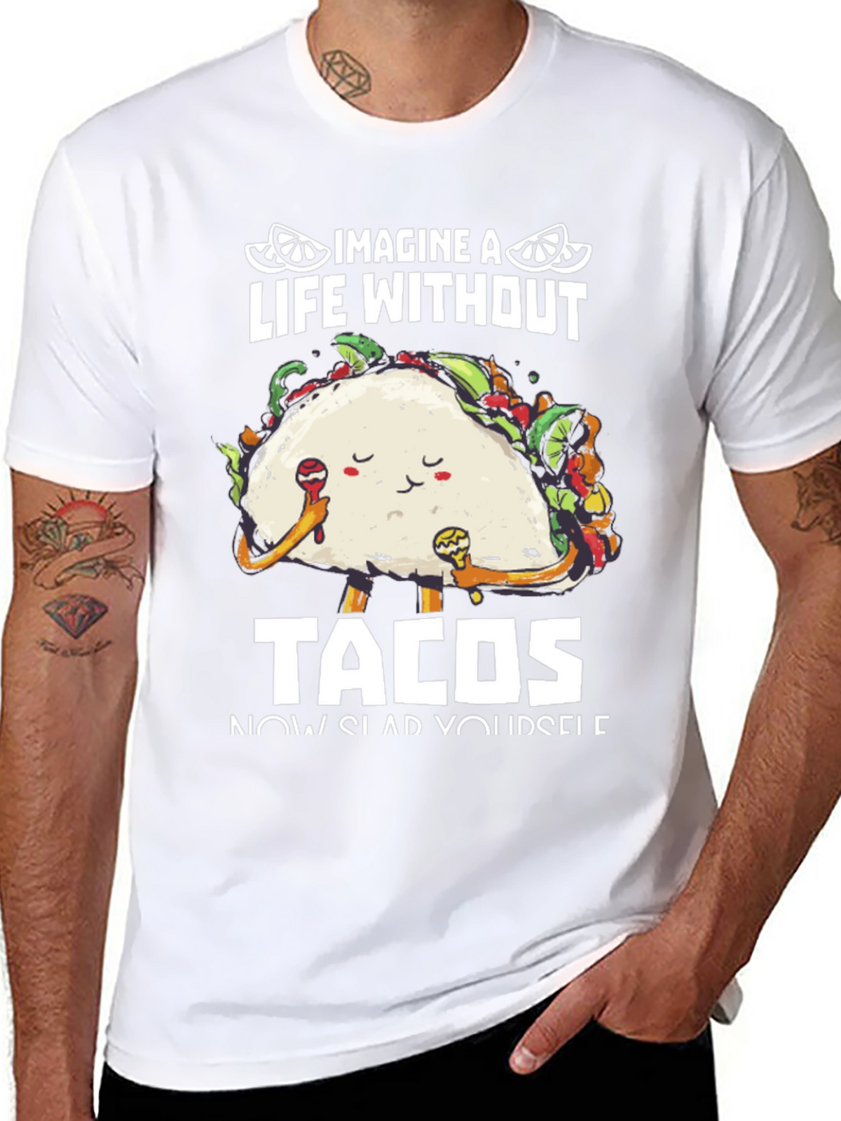 Imagine A Life Without Tacos Black Graphic Tee